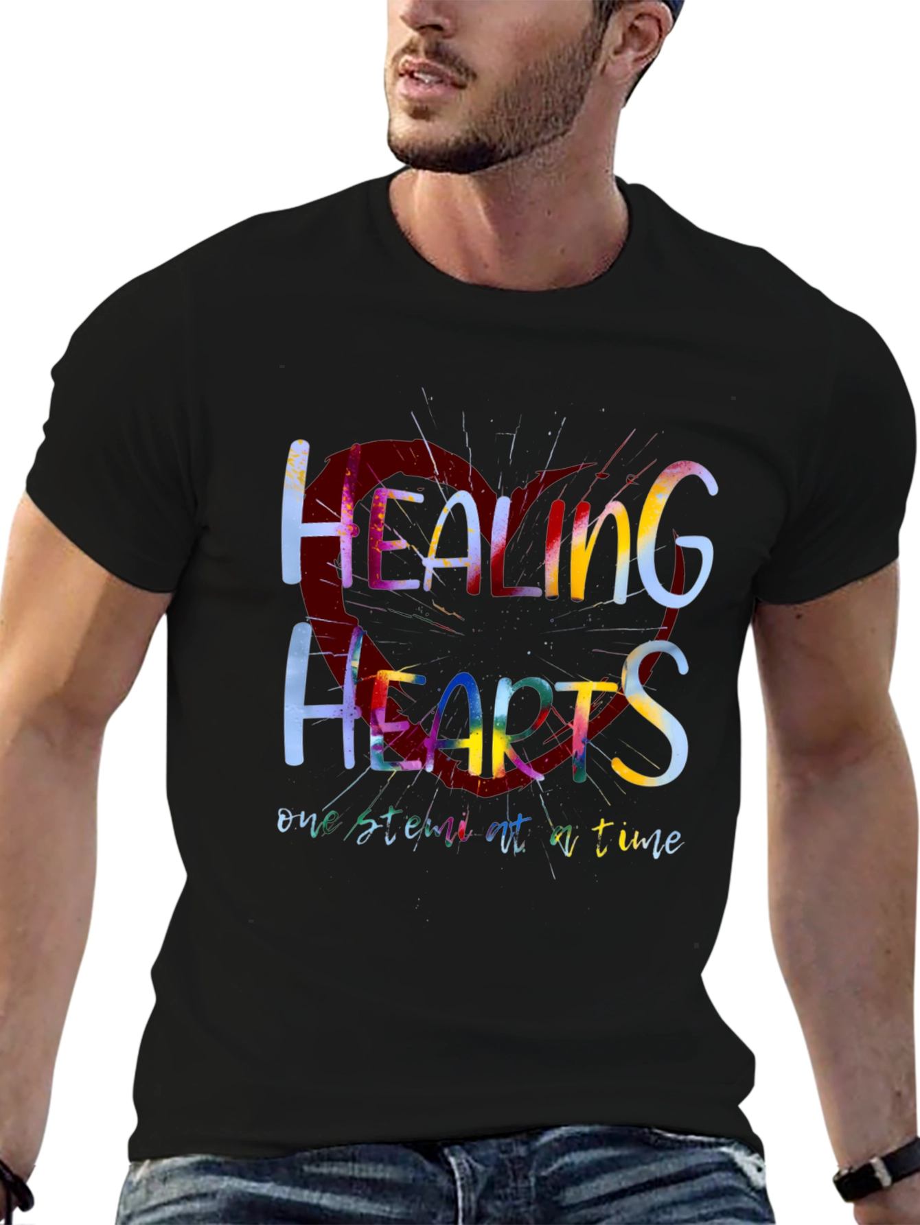 Black Healing Hearts Graphic Tee - One Stitch at a Time view 6