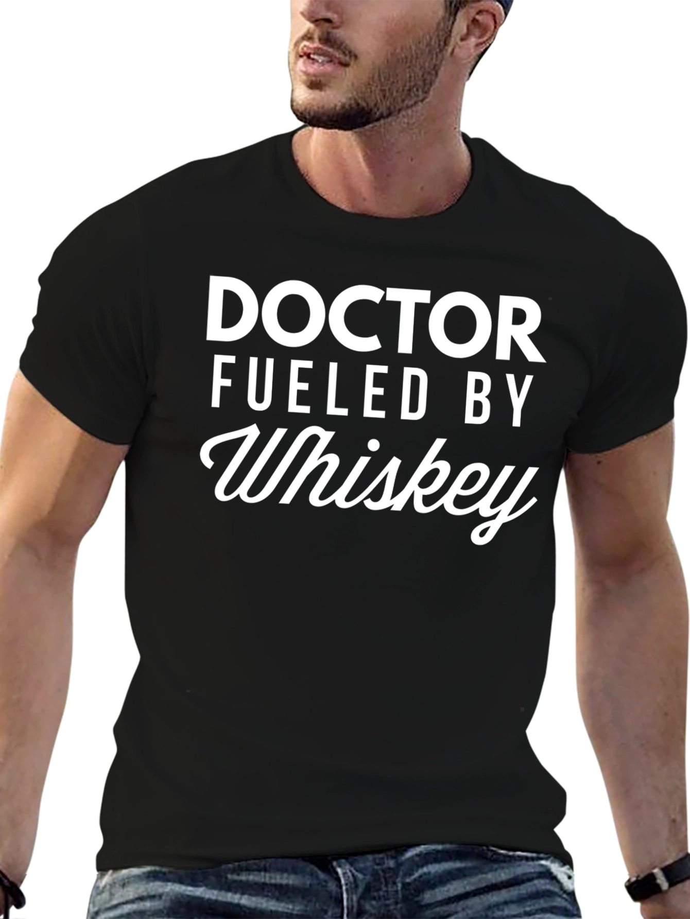 Black Doctor Fueled by Whiskey T-Shirt view 6