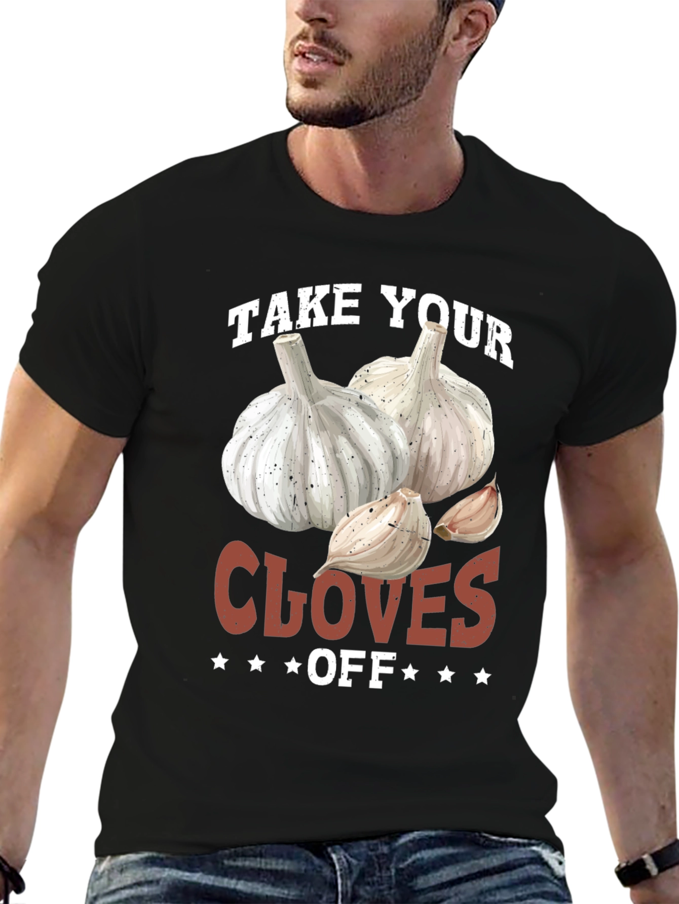 Black Funny Take Your Cloves Off Garlic T-Shirt view 6