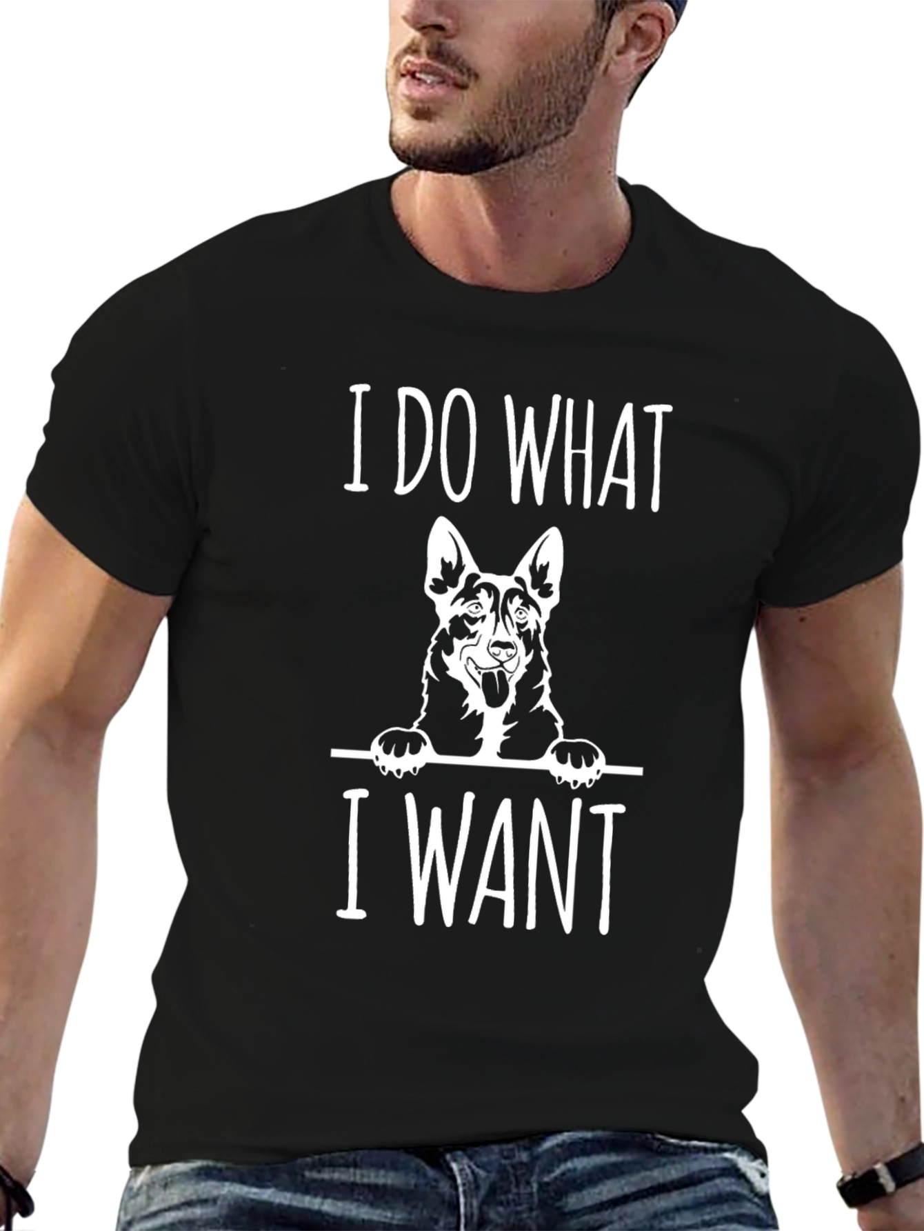 Black I Do What I Want Dog Graphic Tee - Black Cotton T-Shirt view 6