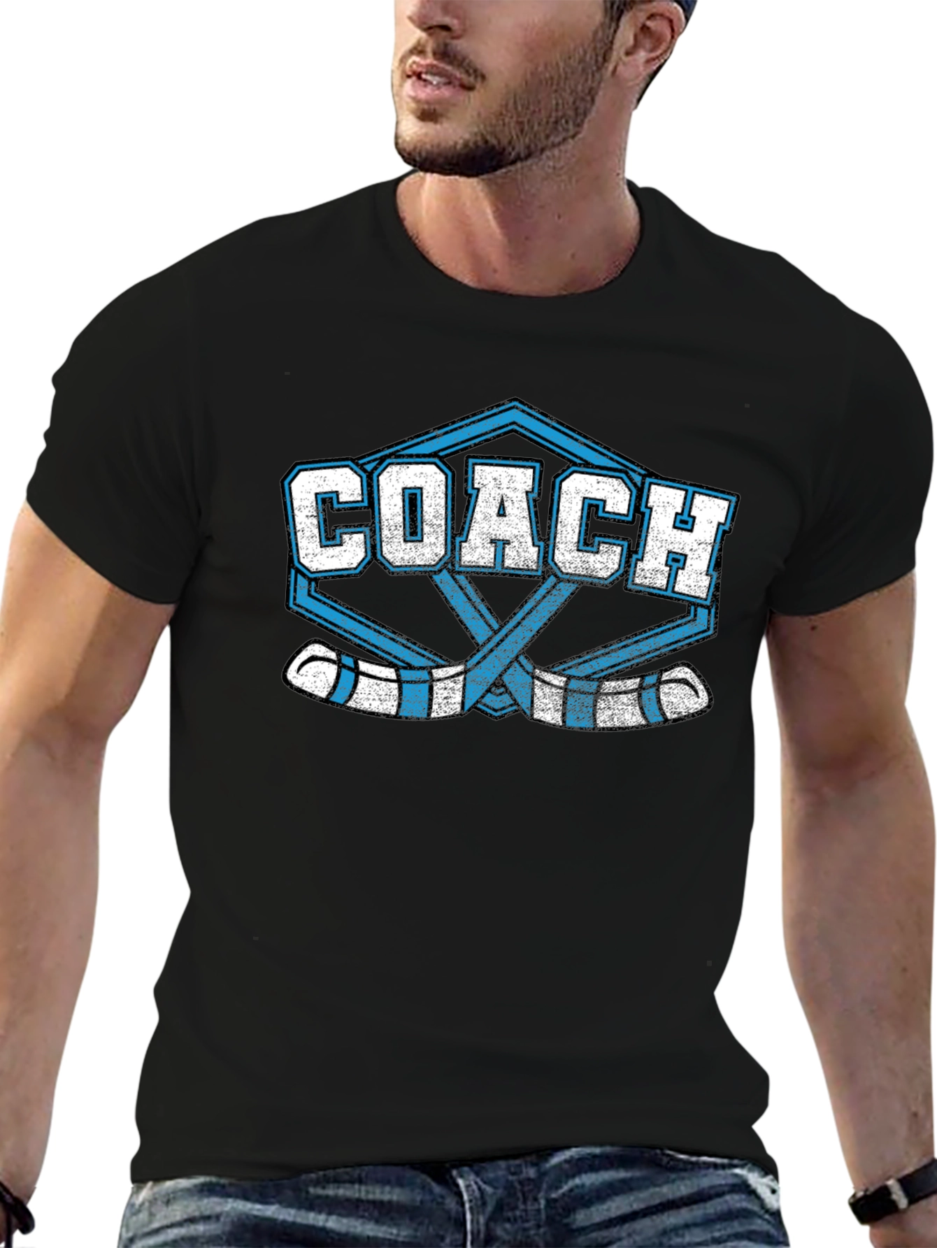 Black Hockey Coach T-Shirt view 6