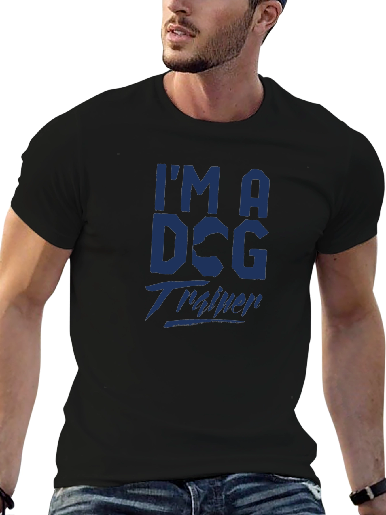 Black I'm a Dog Trainer Tee - Stylish Graphic T-Shirt view 6