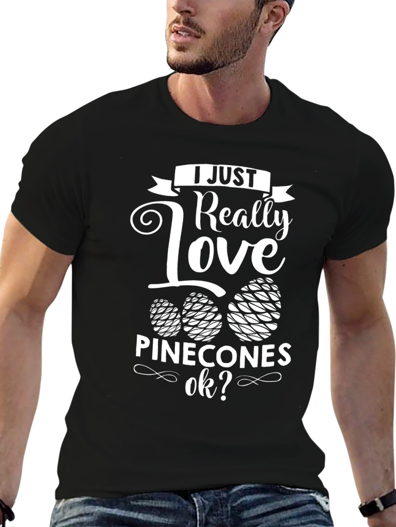 Black I Love Pinecones Graphic T-Shirt view 6