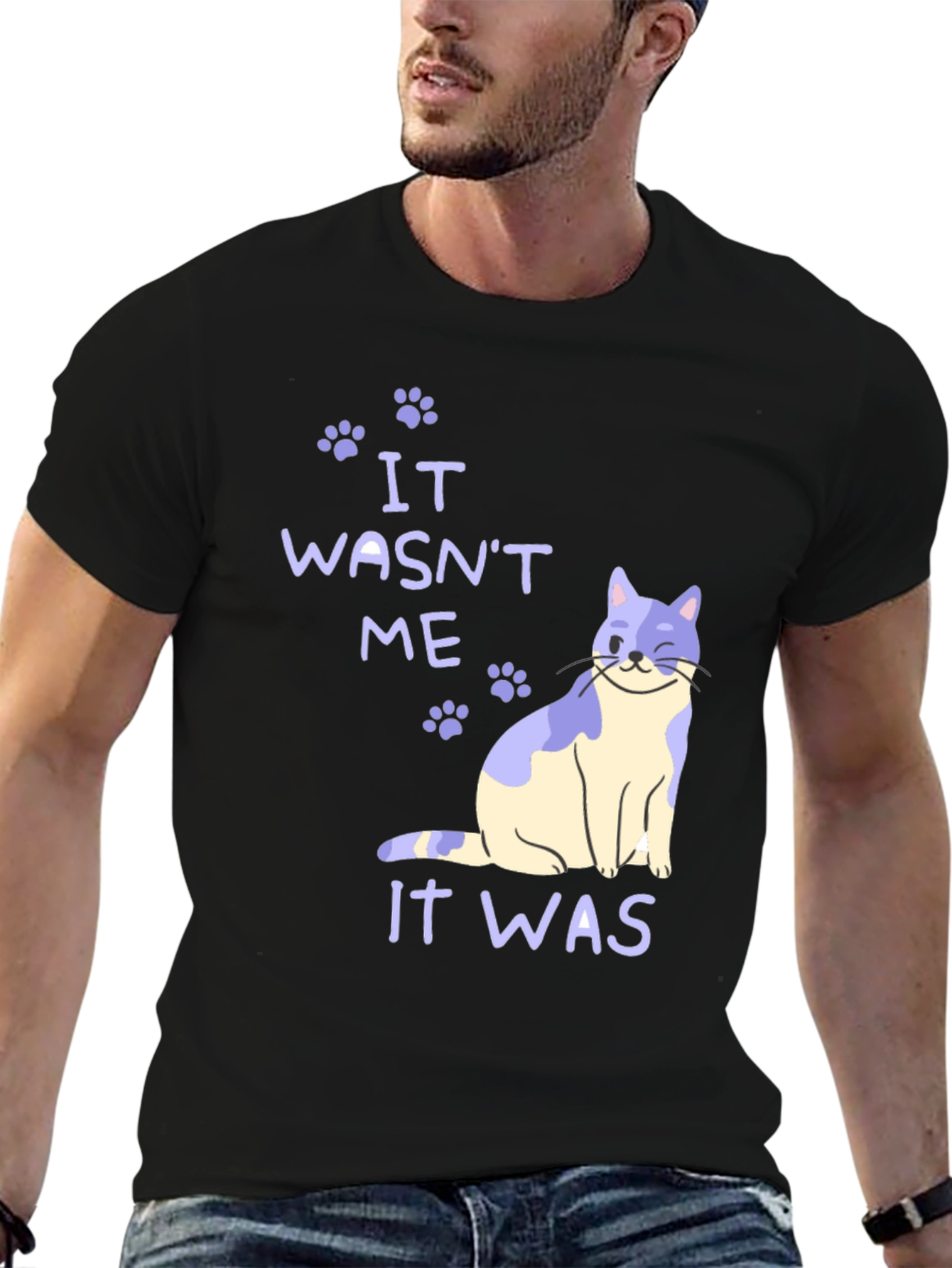Black It Wasn't Me Cat T-Shirt view 6