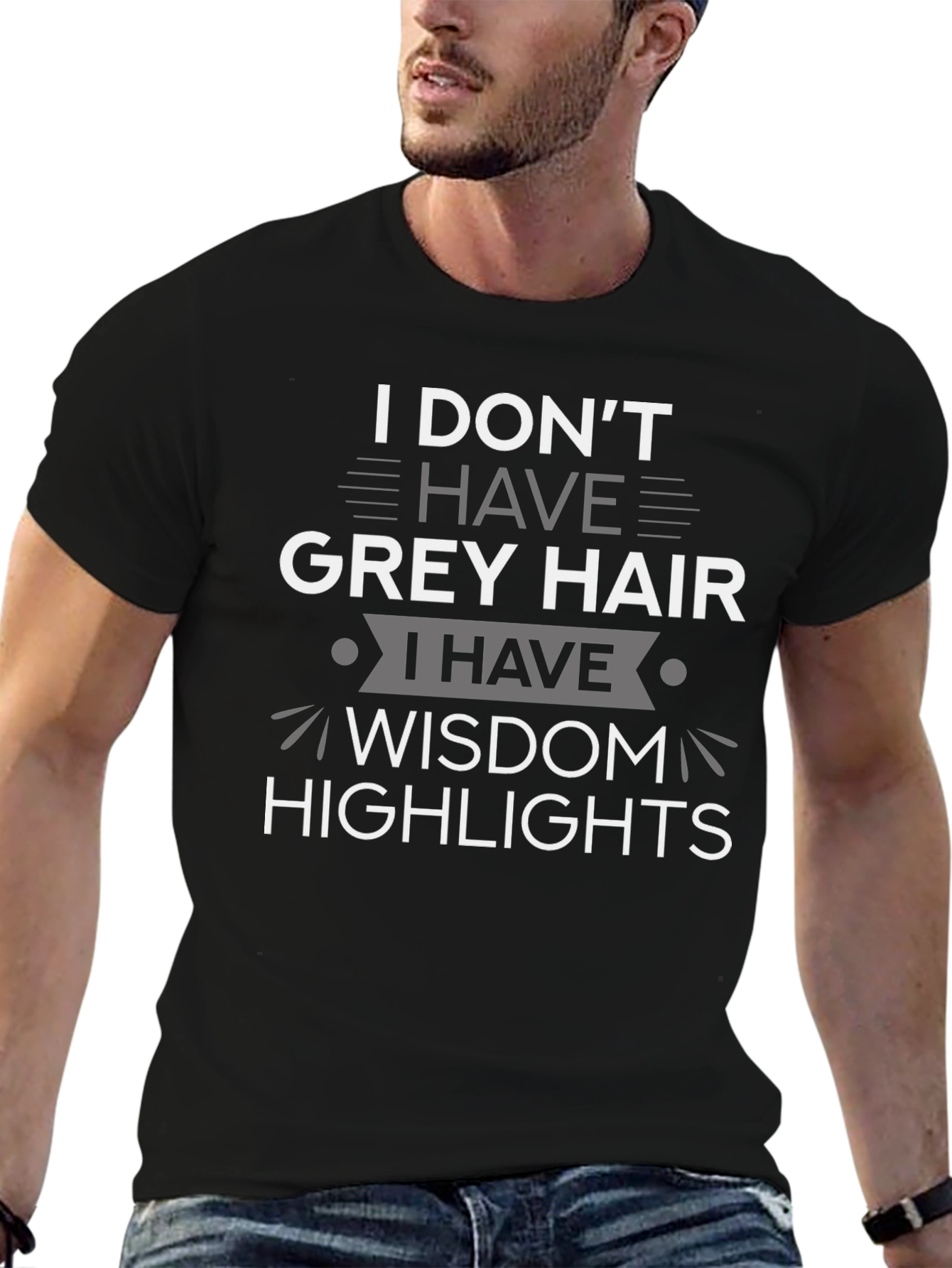Black Wisdom Highlights T-Shirt: Grey Hair Humor Tee view 6
