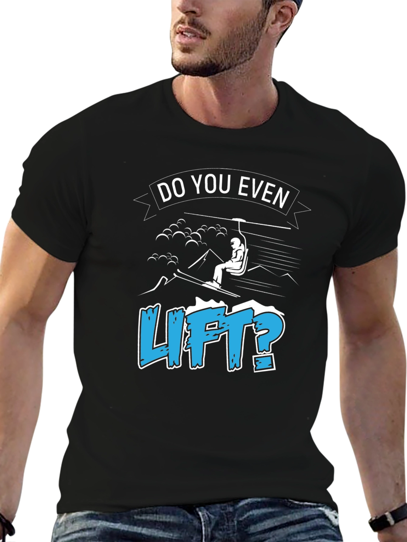 Black Do You Even Lift? Skiing T-Shirt view 6