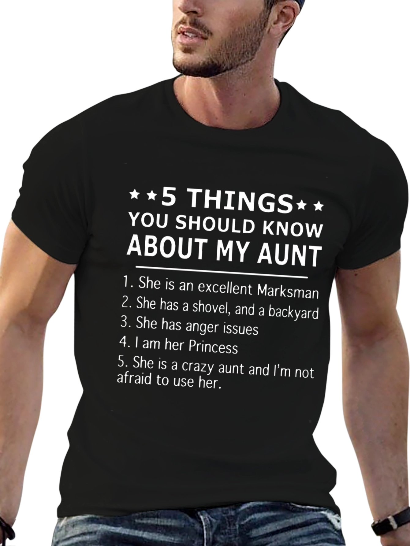 Black 5 Things You Should Know About My Aunt T-Shirt view 6