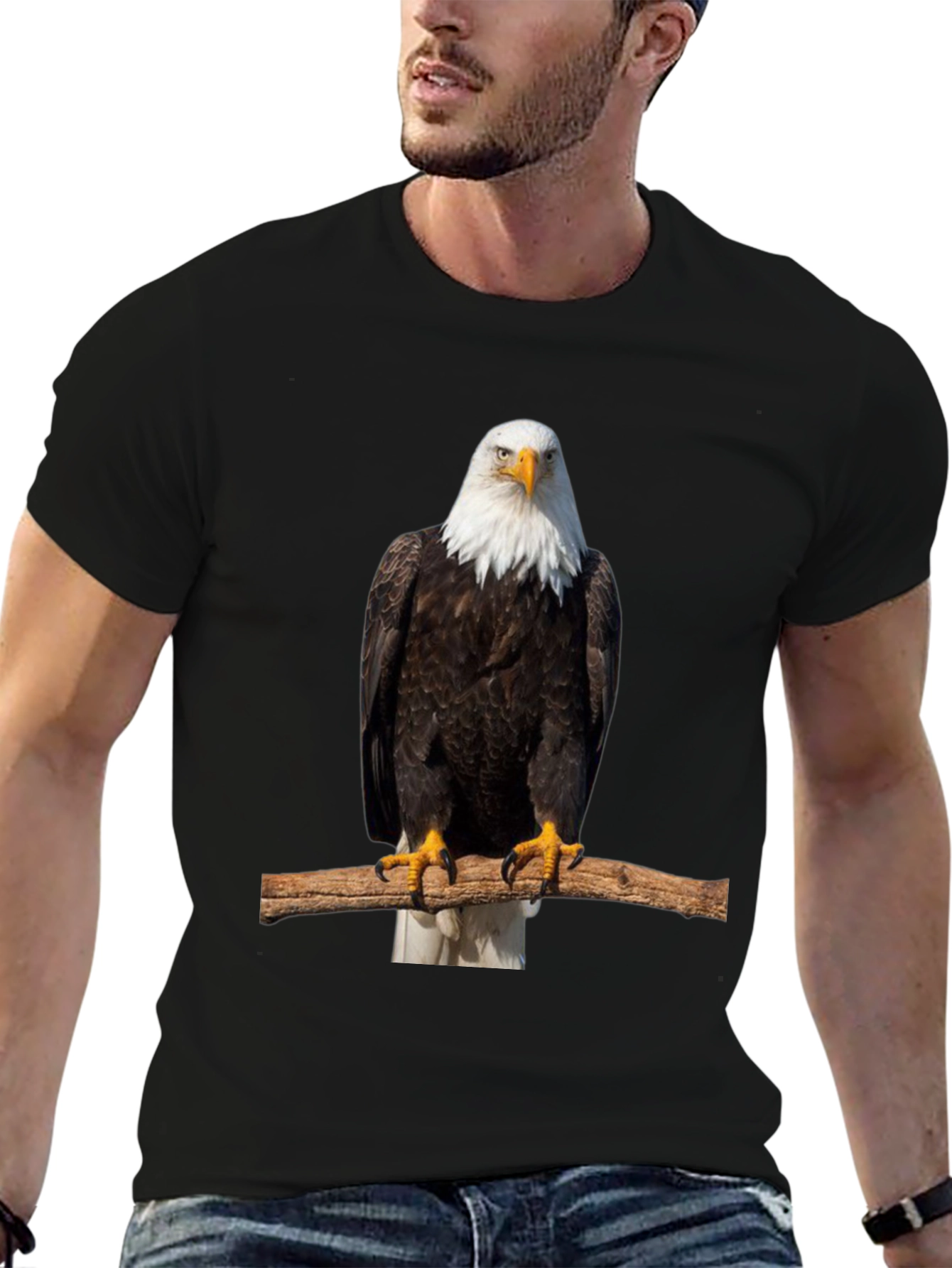 Black Eagle Print Black T-Shirt view 6