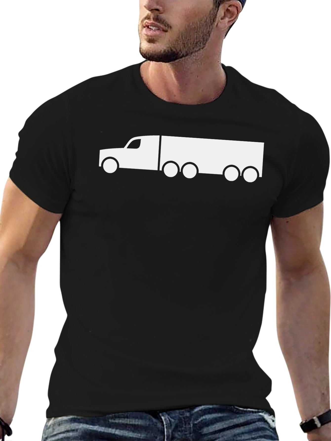 Black Truck Graphic Tee - Black Cotton Blend T-Shirt view 6