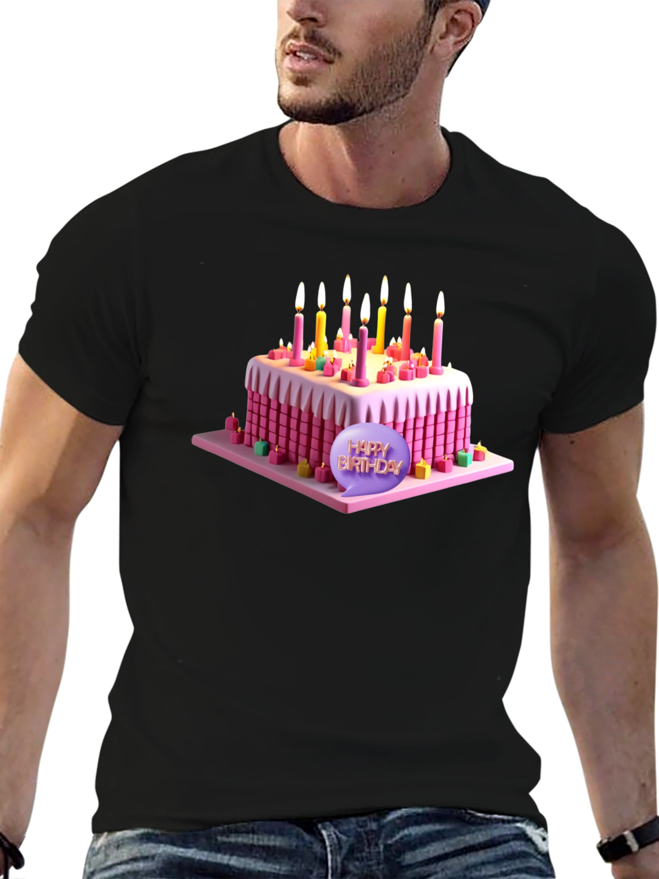 Black Birthday Cake T-Shirt - Sweet Celebration Style! view 6