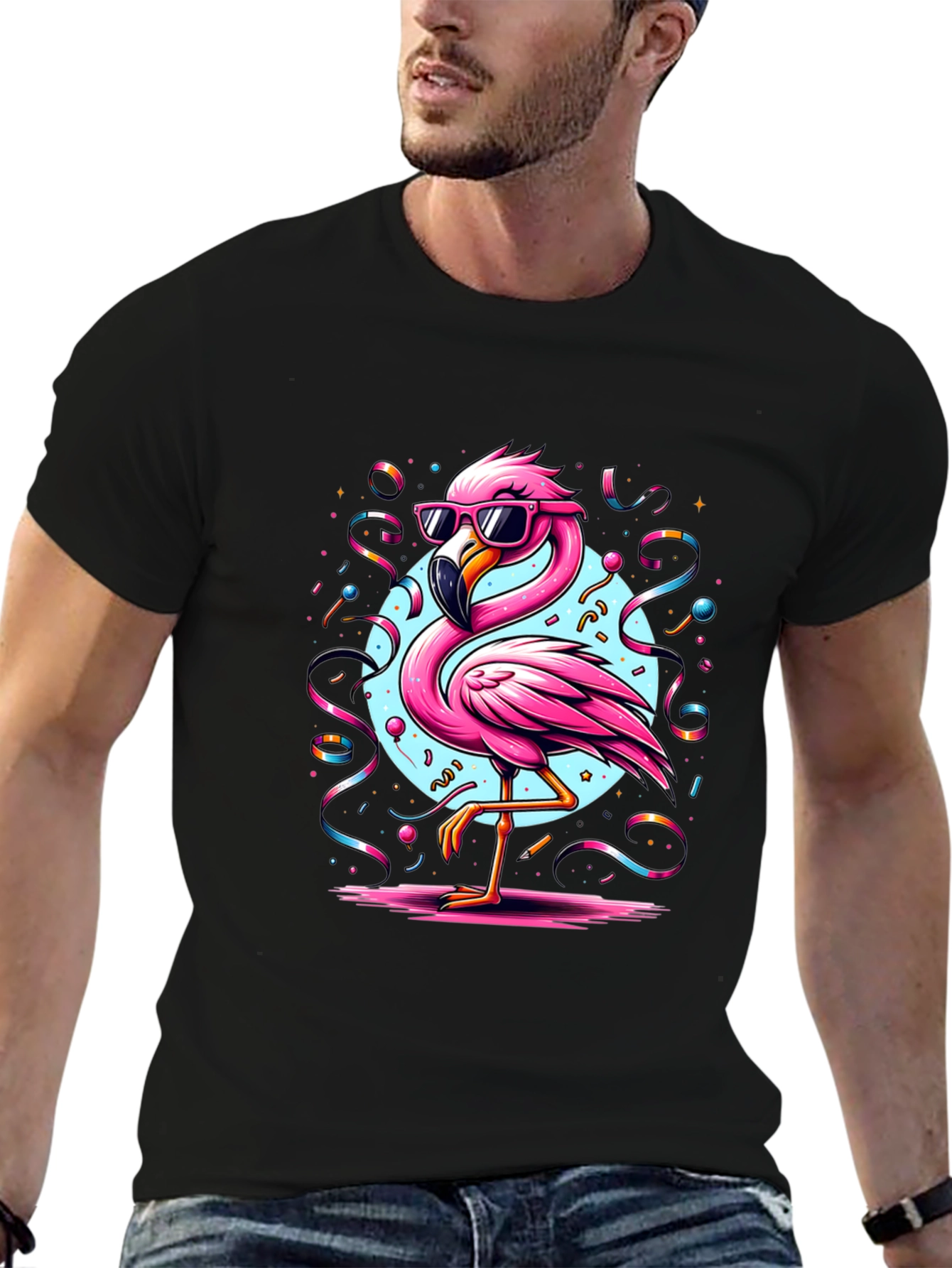 Black Flamingo T-Shirt - Cool Summer Vibes view 6