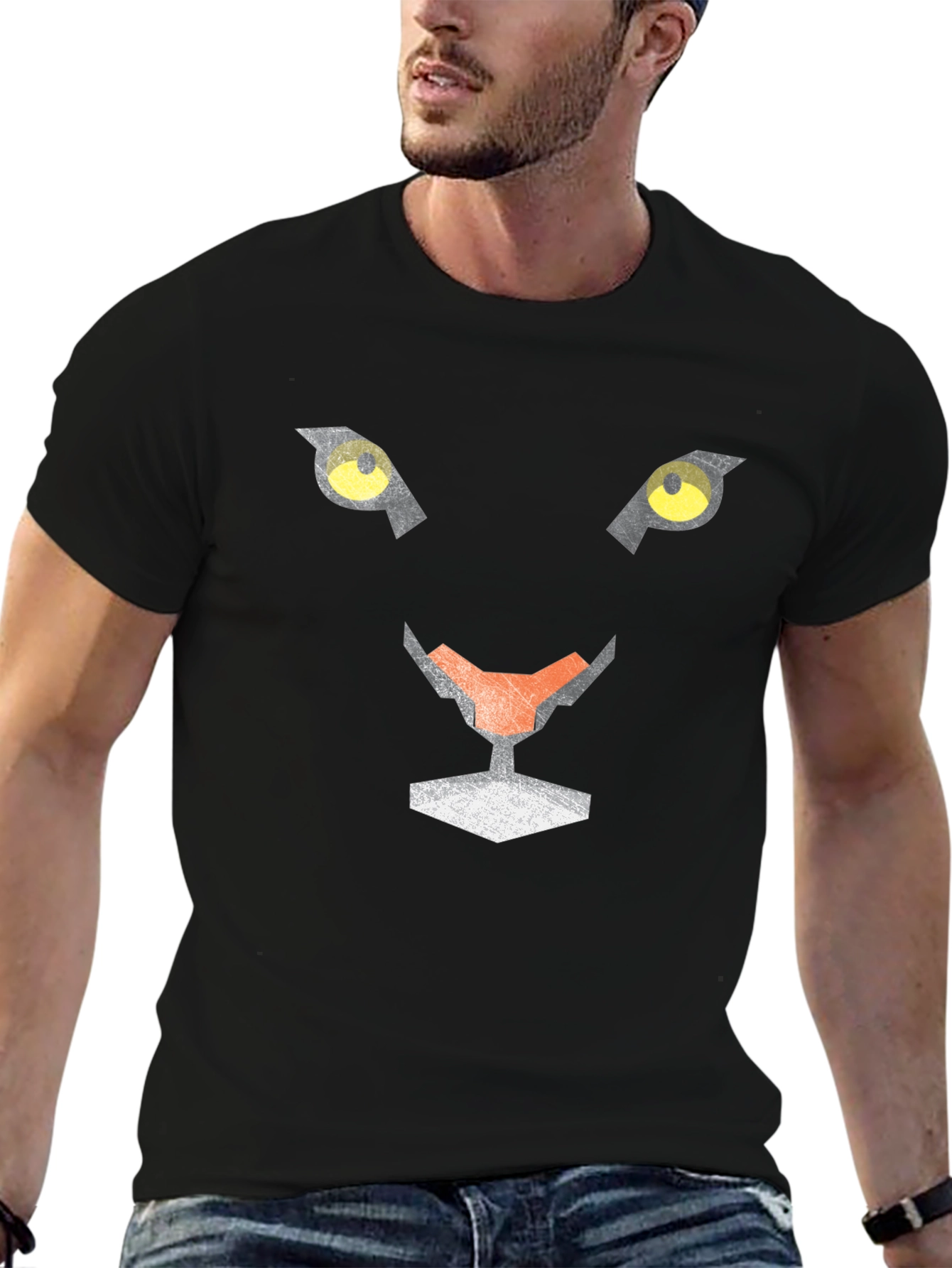 Black Geometric Black Panther Graphic Tee view 6