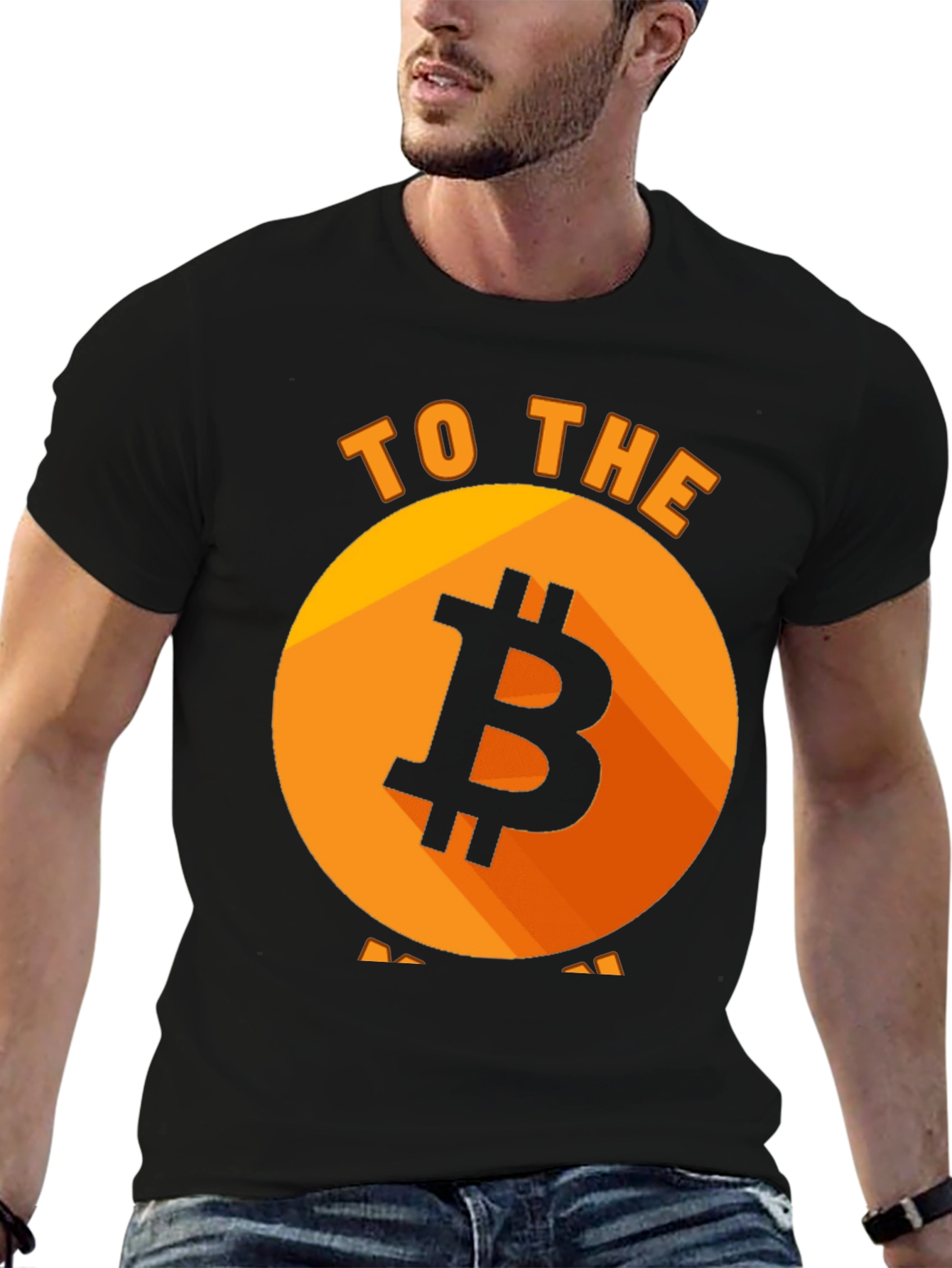 Black Bitcoin to the Moon Black T-Shirt view 6