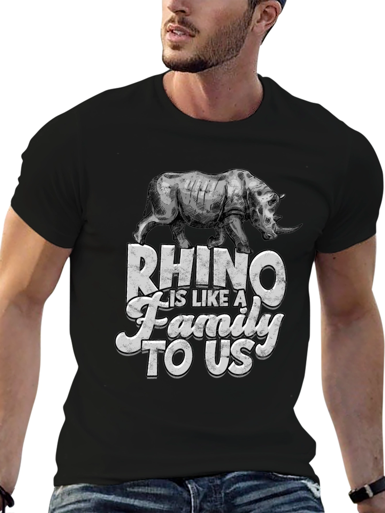 Black Rhino Family T-Shirt - Wildlife Conservation Tee view 6