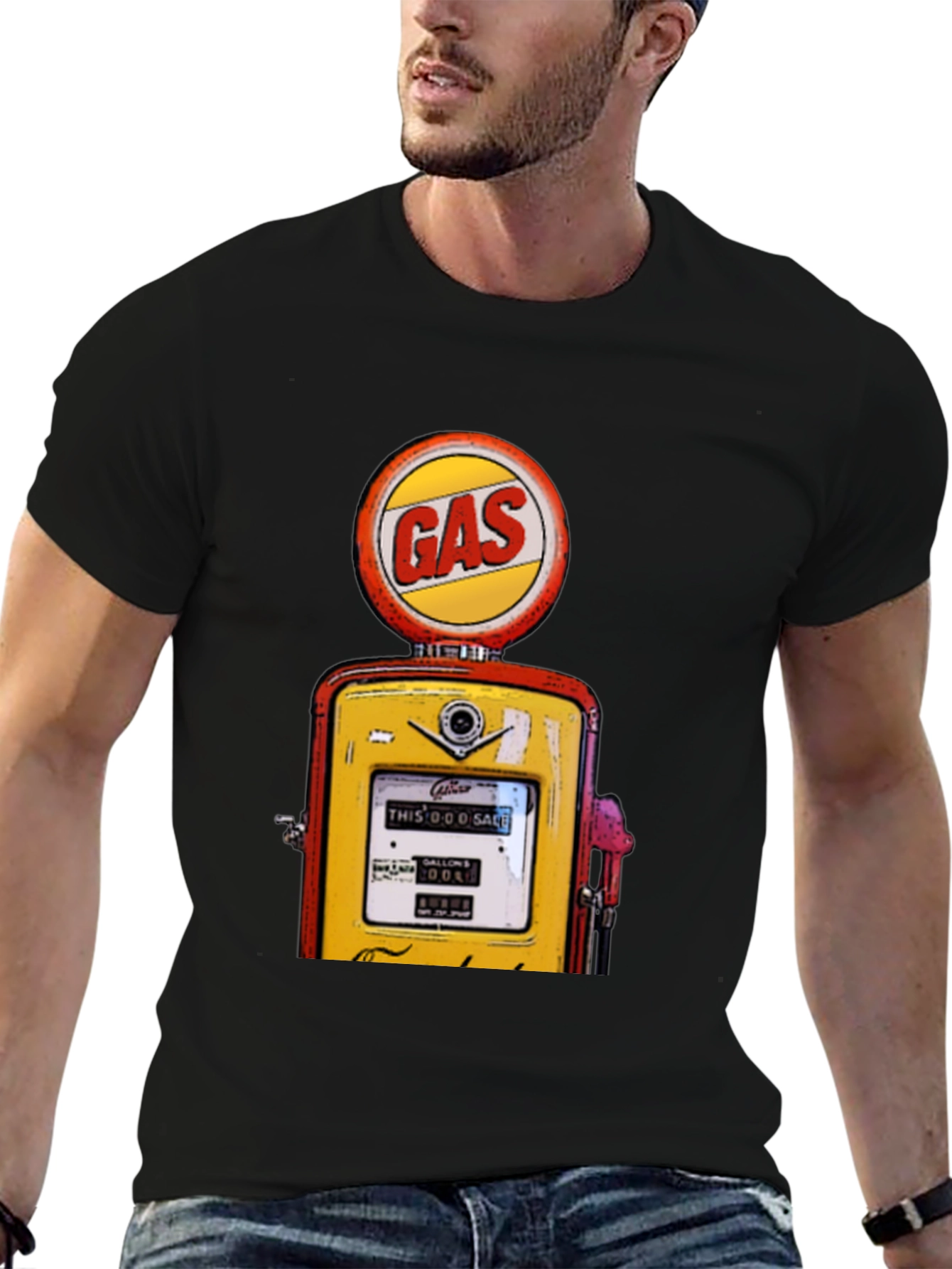 Black Vintage Gas Station Graphic T-Shirt view 6
