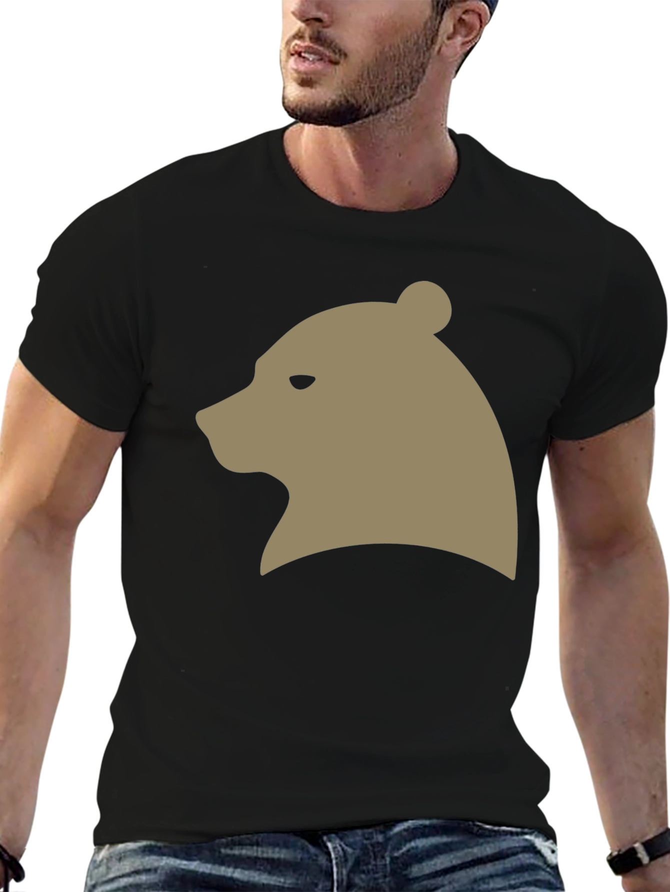 Black Bear Silhouette Graphic Tee - Casual Black T-Shirt view 6