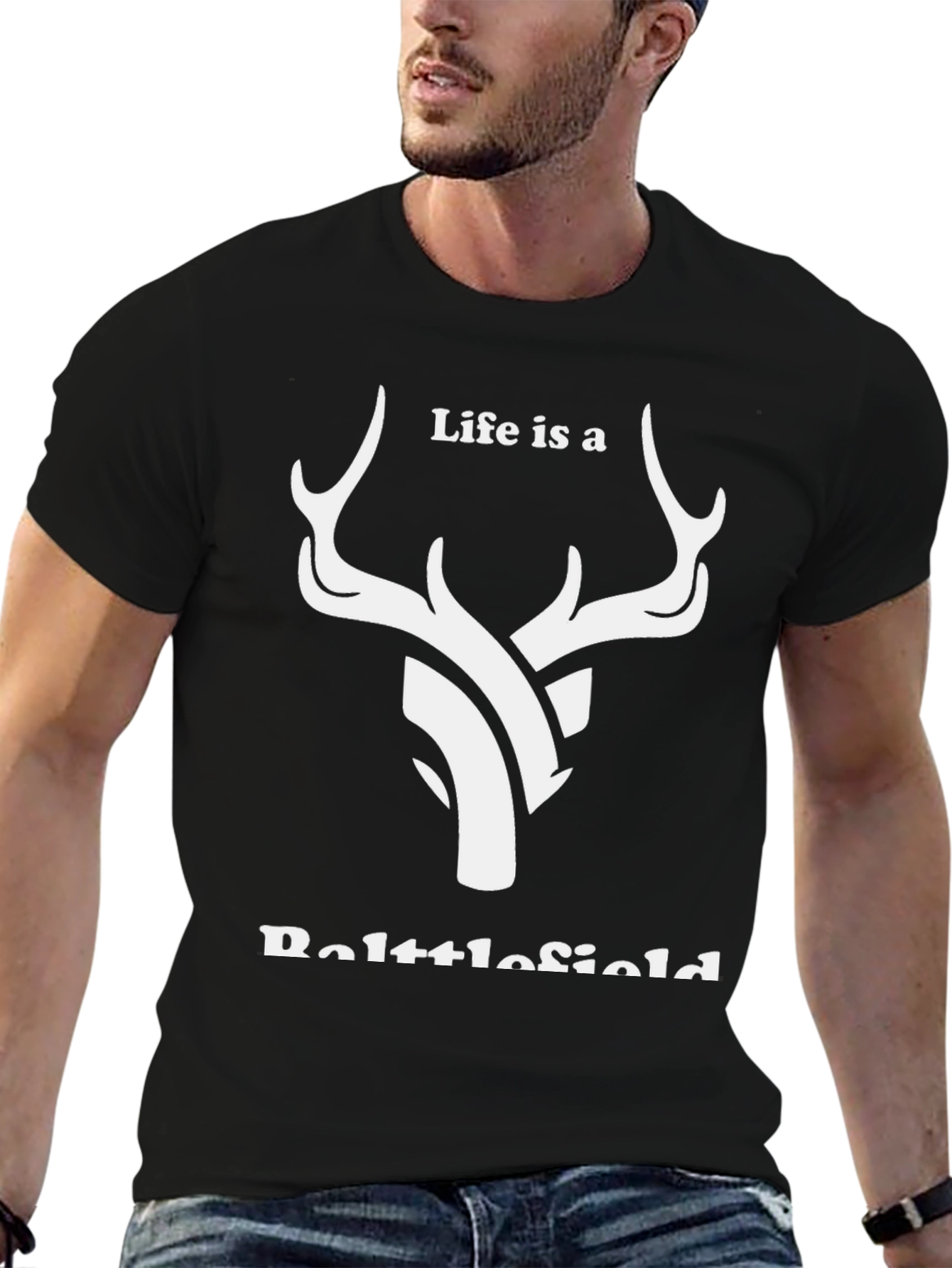Black Life is a Battlefield Deer Graphic T-Shirt view 6