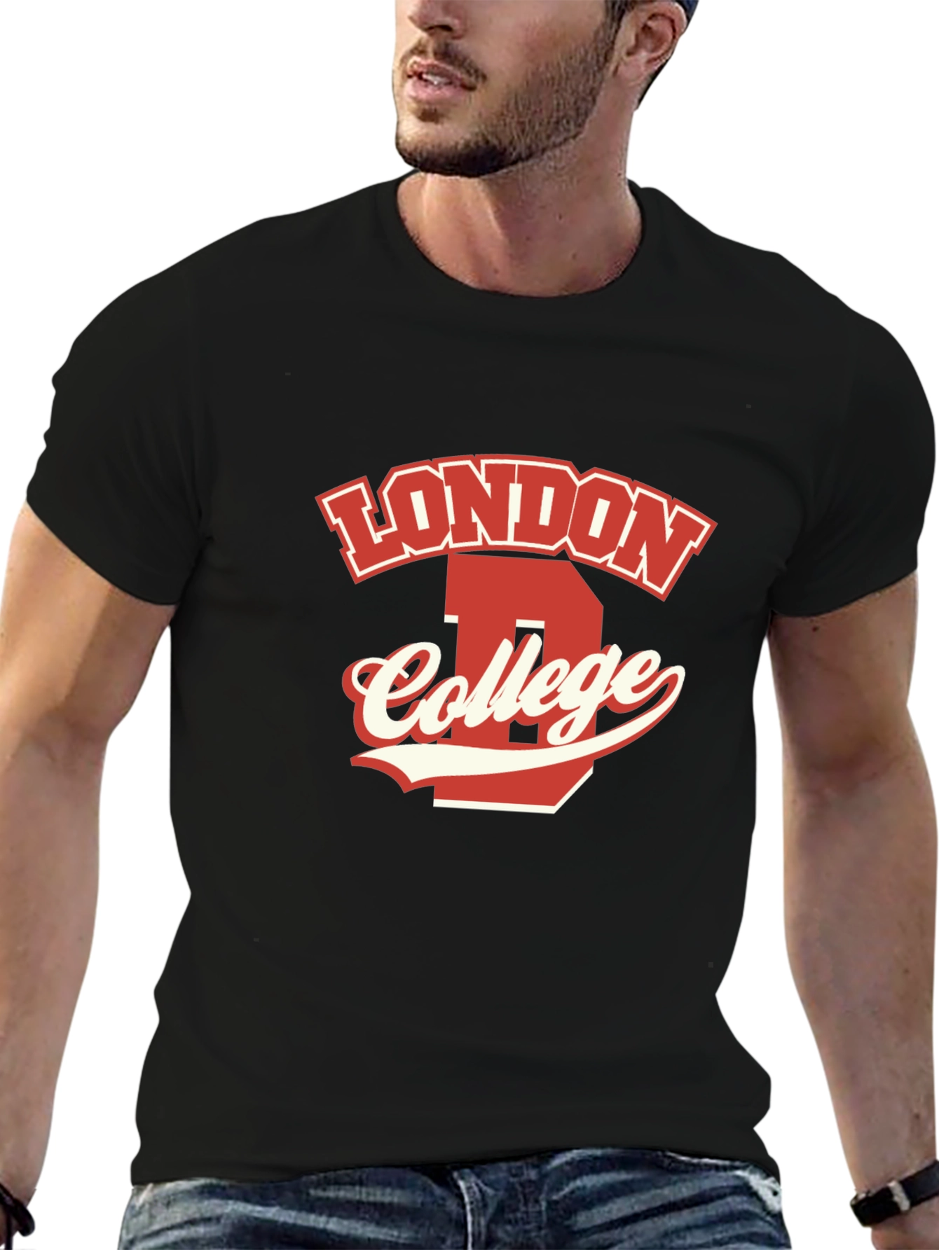 Black London College Graphic T-Shirt view 6