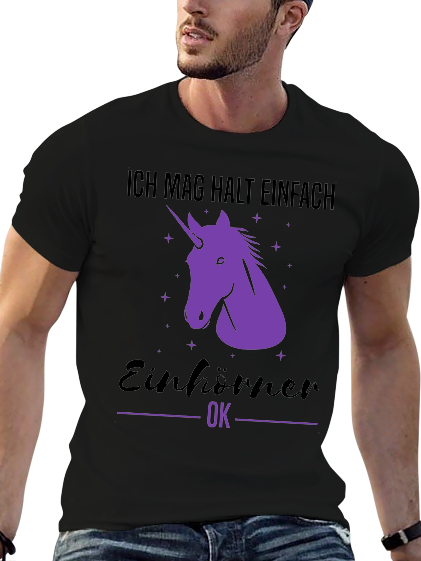 Black Unicorn T-Shirt - "Ich mag halt einfach Einhörner OK" view 6