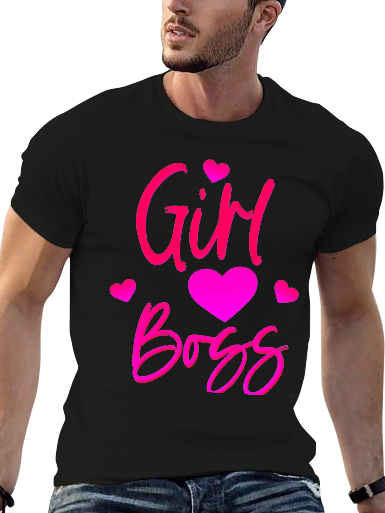 Black Girl Boss Black T-Shirt with Pink Design view 6