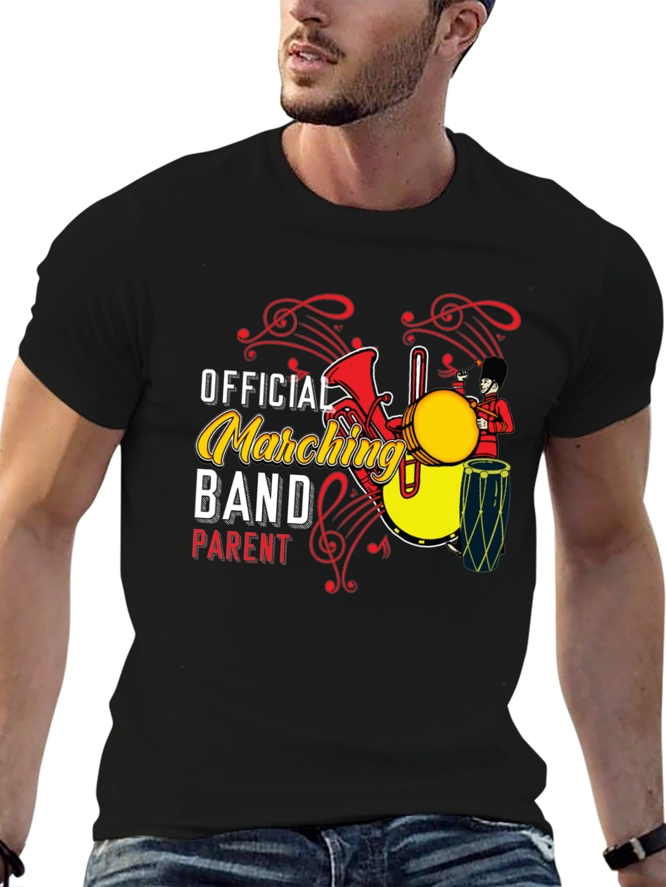 Black Official Marching Band Parent T-Shirt view 6