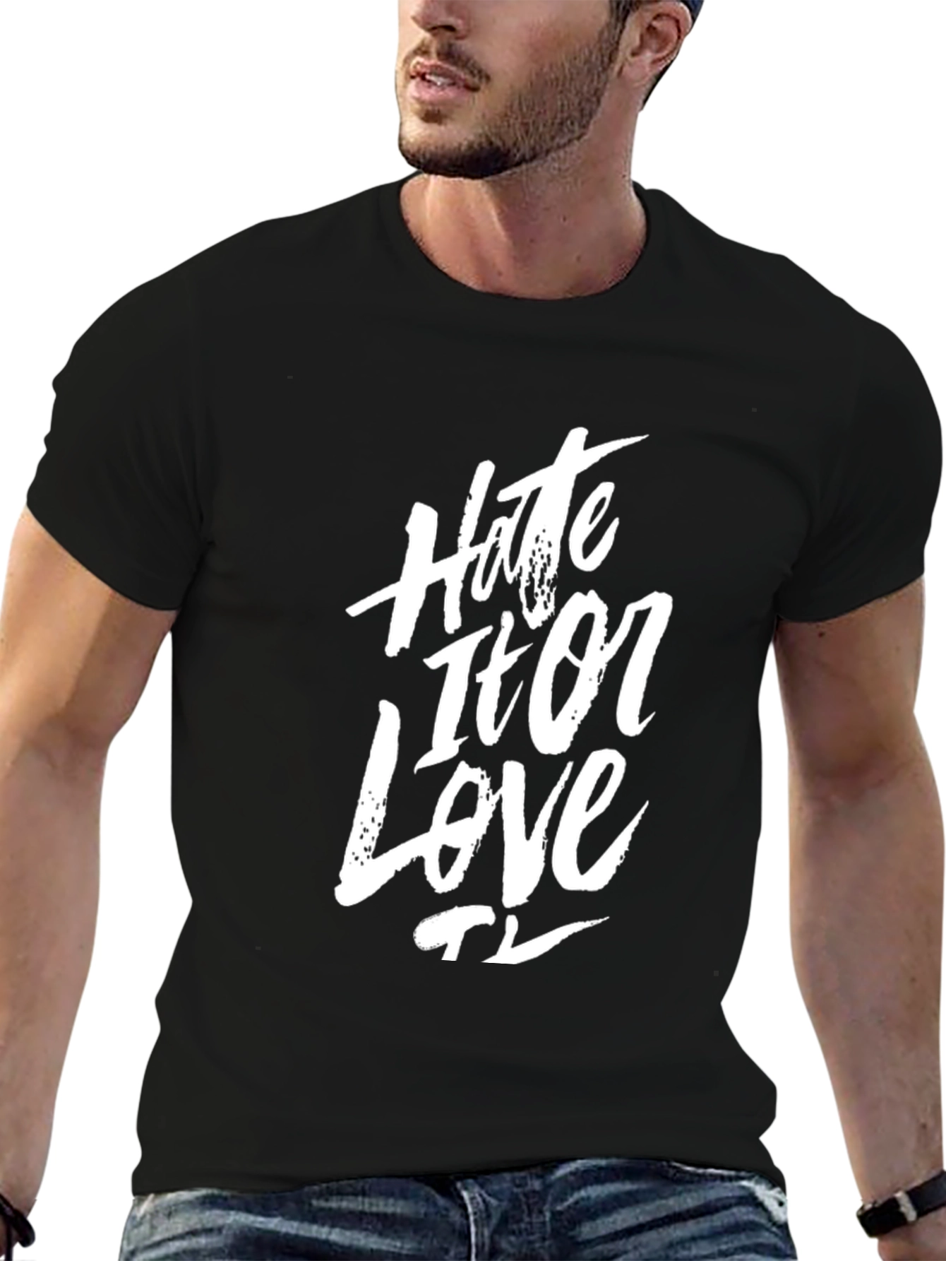 Black Hate it or Love it Graphic Tee - Men's Black T-Shirt view 6