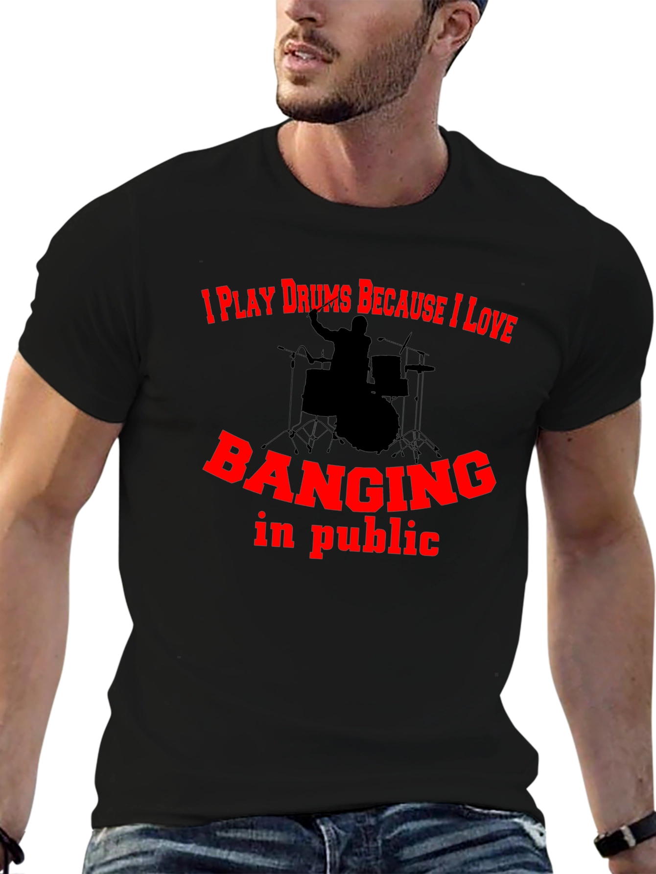 Black Drummer T-Shirt: I Play Drums Because I Love Banging In Public view 6
