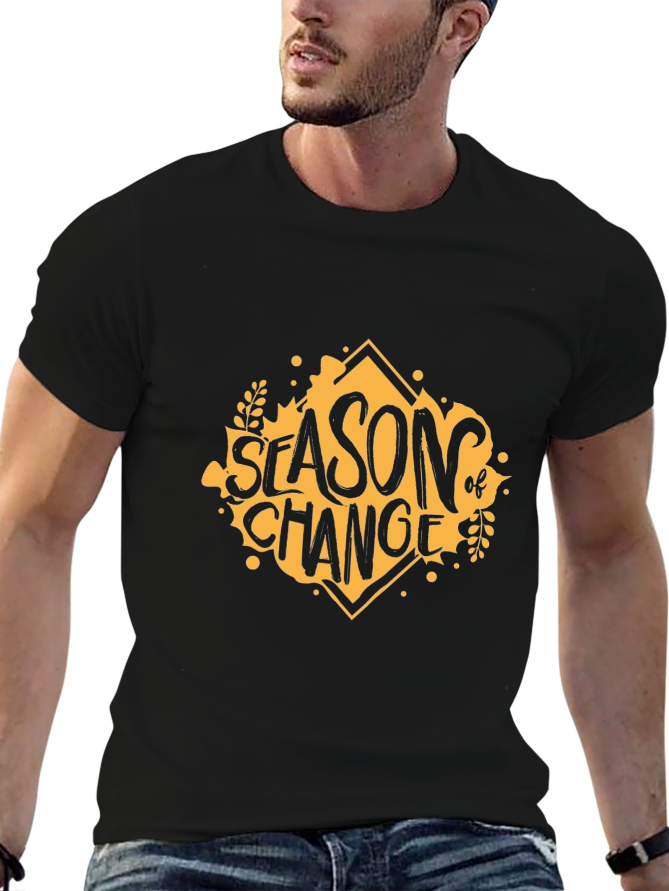 Black Season of Change Graphic Tee - Stylish Black T-Shirt view 6