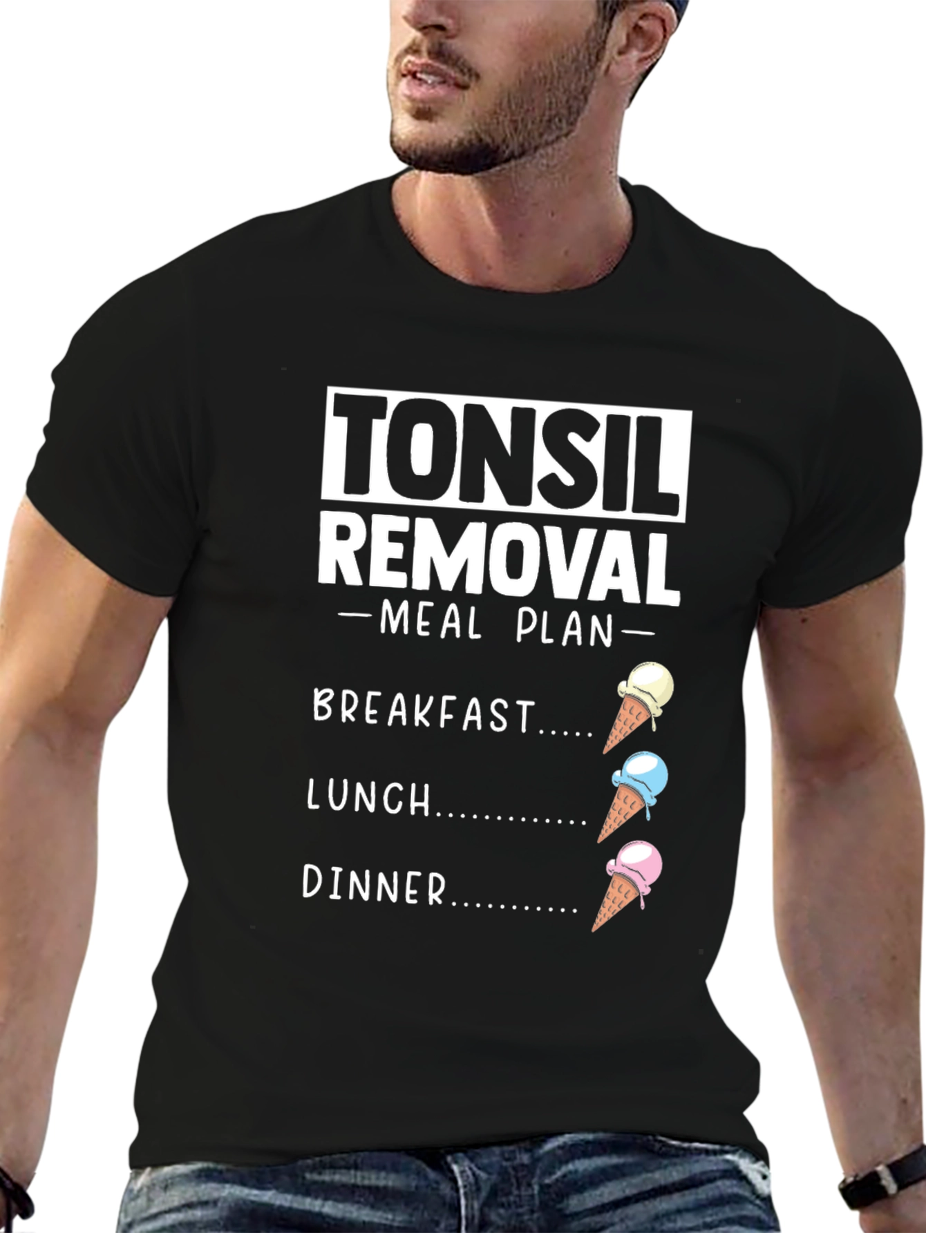 Black Tonsil Removal Meal Plan Ice Cream T-Shirt view 6