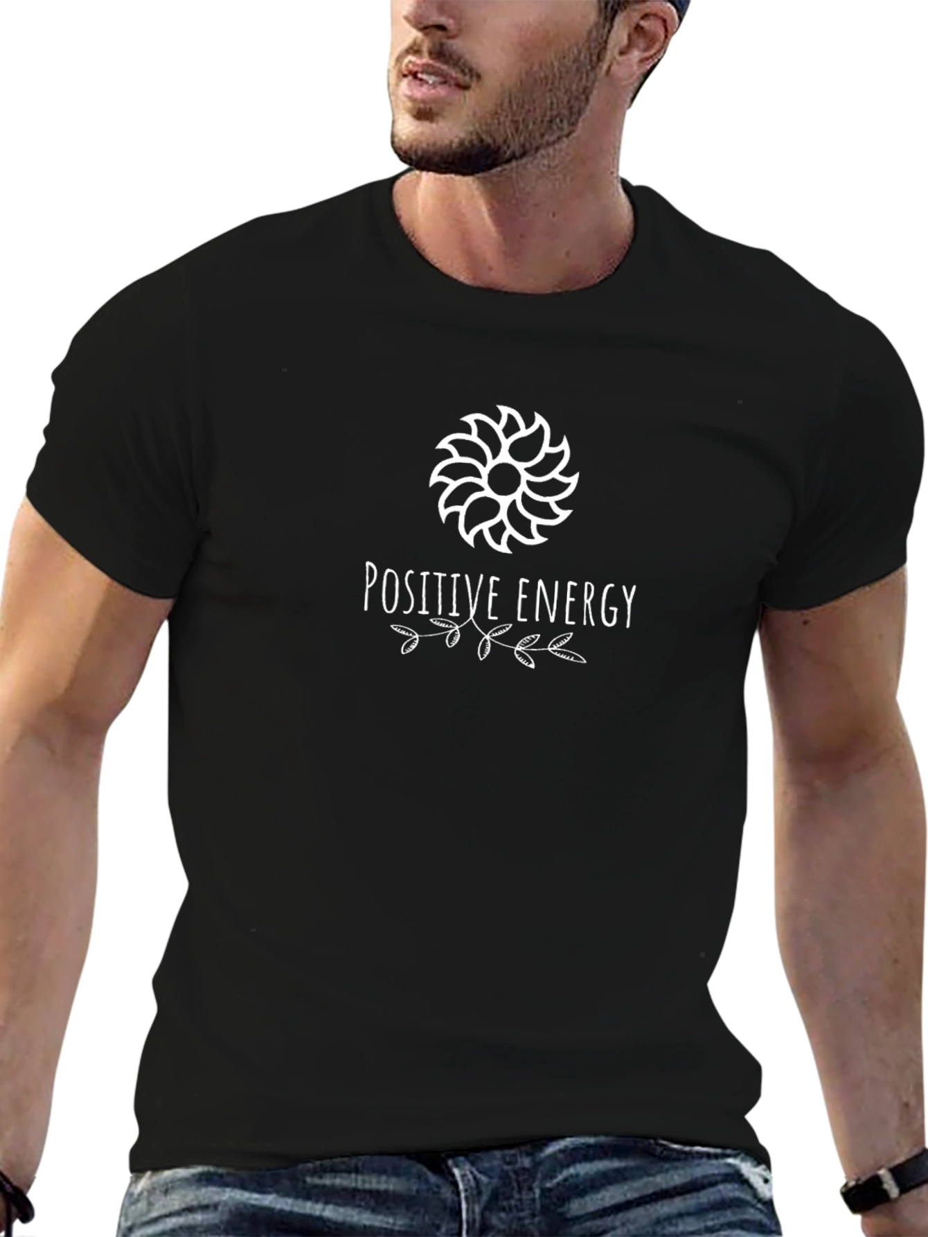 Black Positive Energy Graphic Tee - Unisex Black T-Shirt view 6