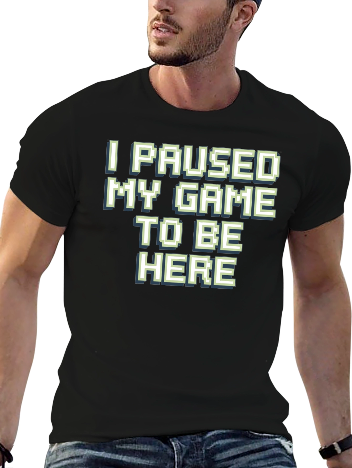 Black Gamer T-Shirt: I Paused My Game To Be Here view 6