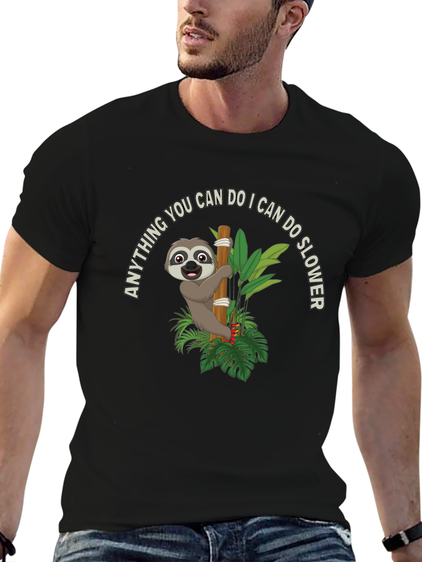 Black Sloth Graphic T-Shirt - Funny Slow Animal Tee view 6