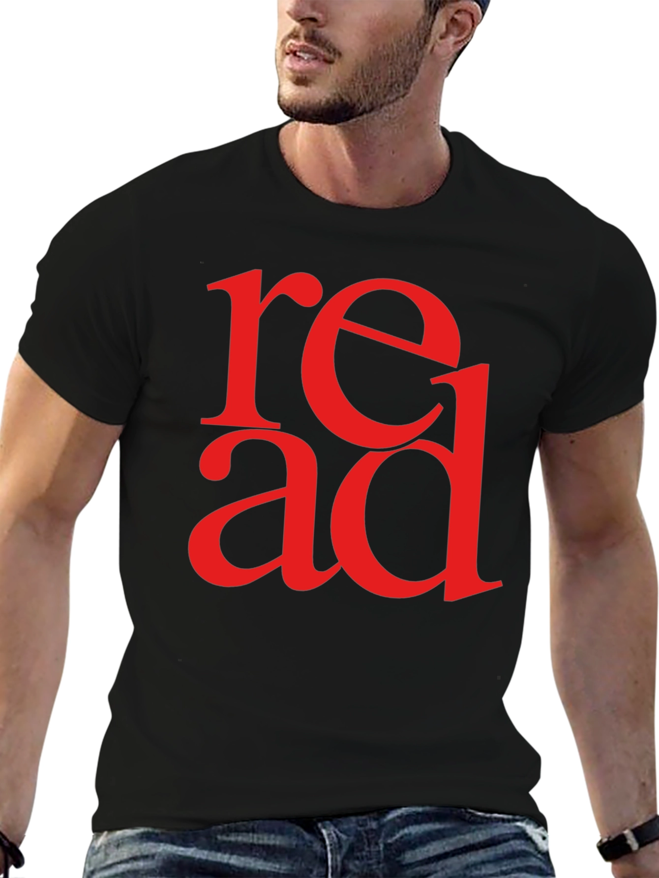 Black Read Graphic T-Shirt - Black Tee with Bold Red Lettering view 6