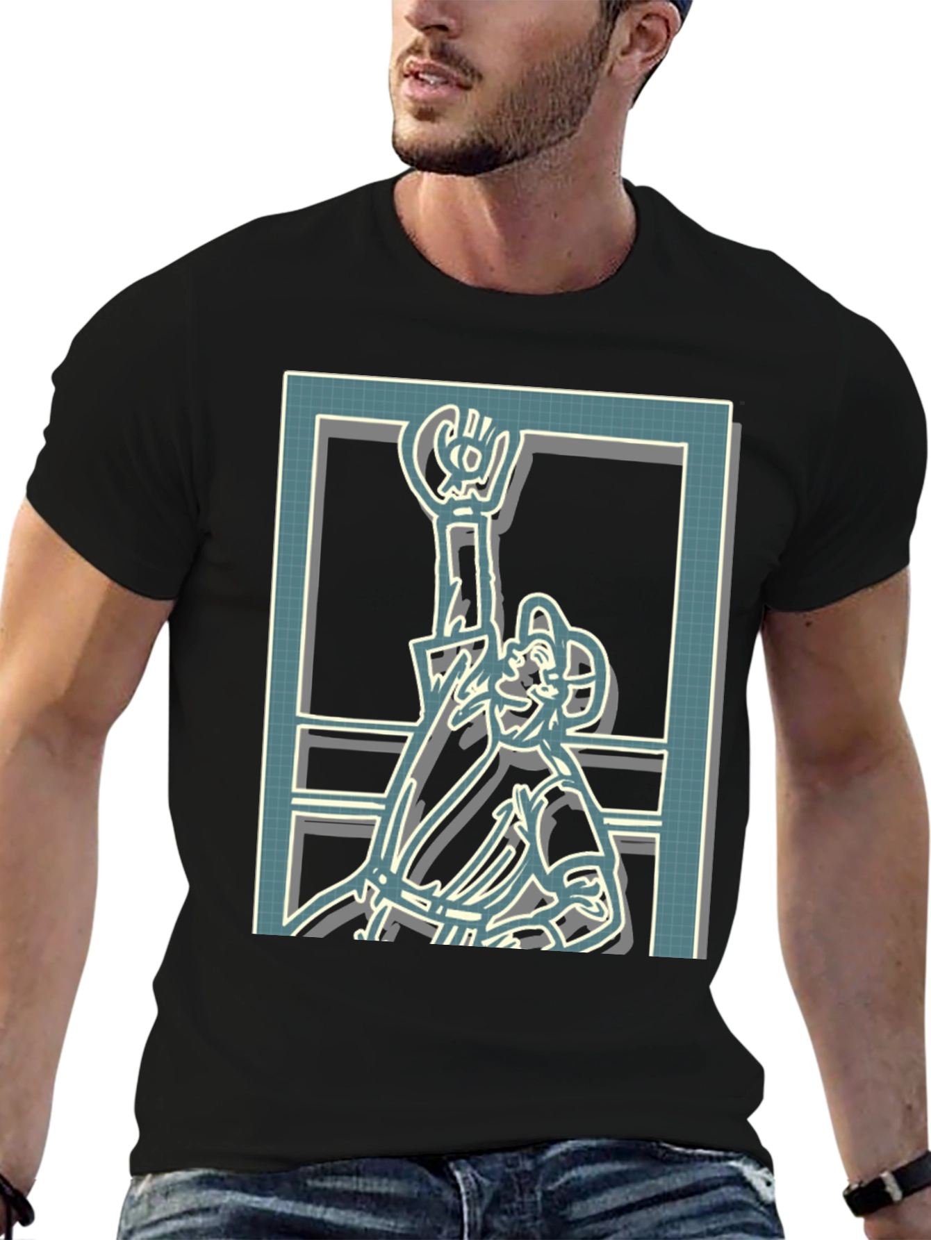 Black Retro Graphic Tee - Framed Baseball Player view 6