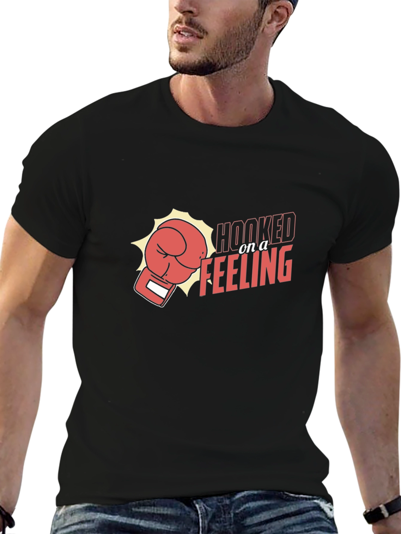 Black Hooked On a Feeling Boxing Glove Graphic Tee view 6