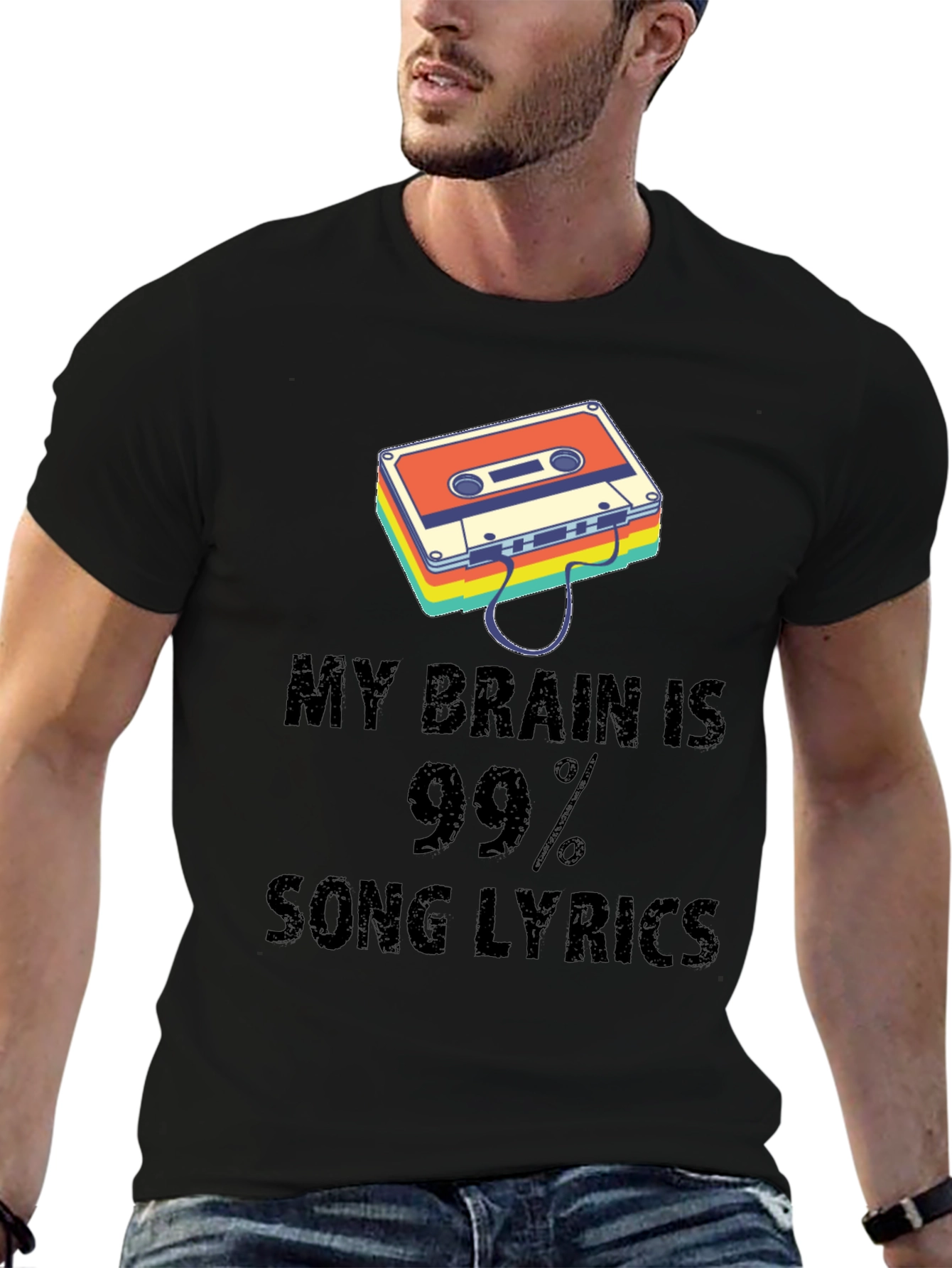 Black Song Lyrics Mindset T-Shirt view 6