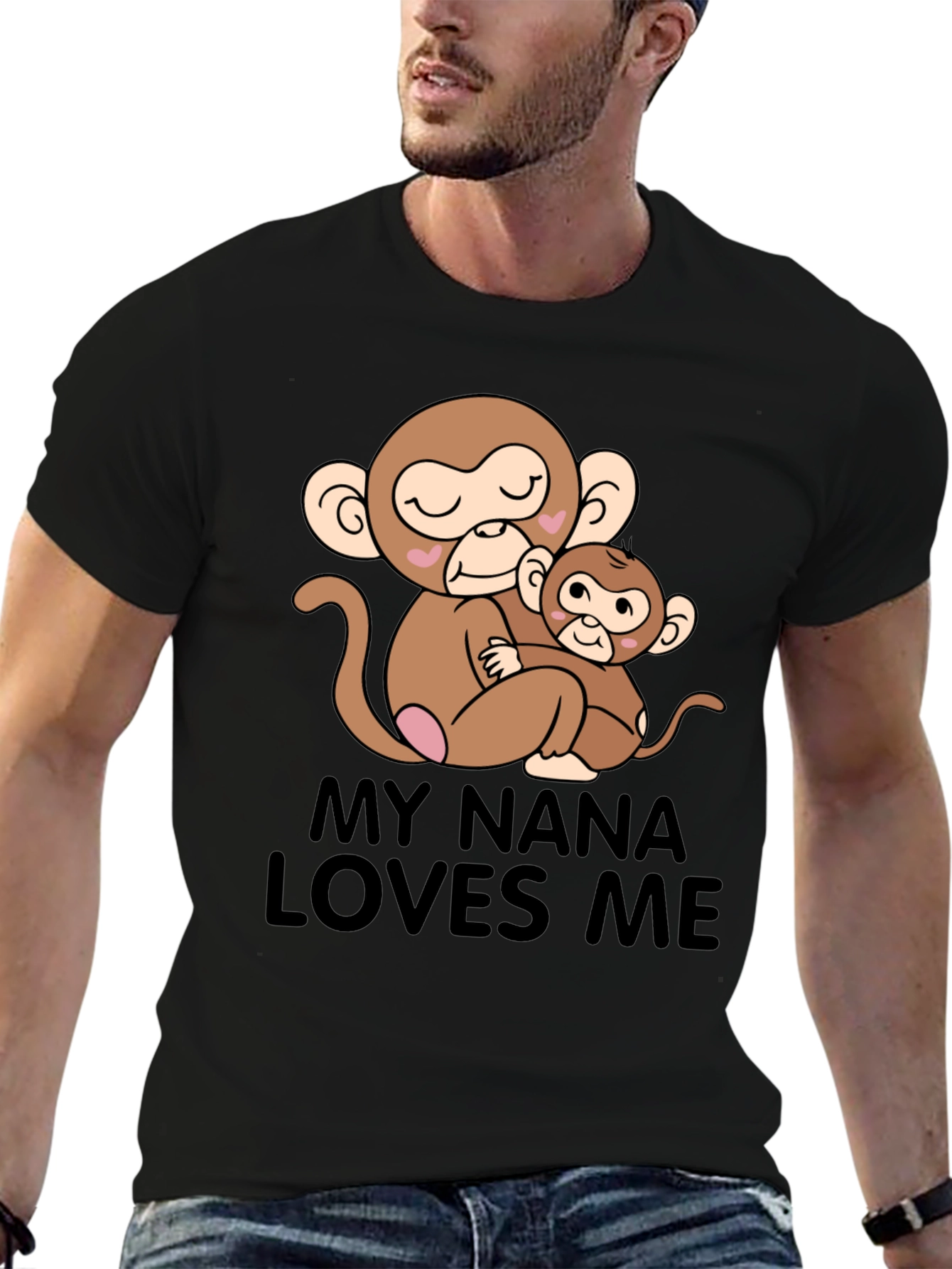 Black My Nana Loves Me Monkey Graphic T-Shirt view 6