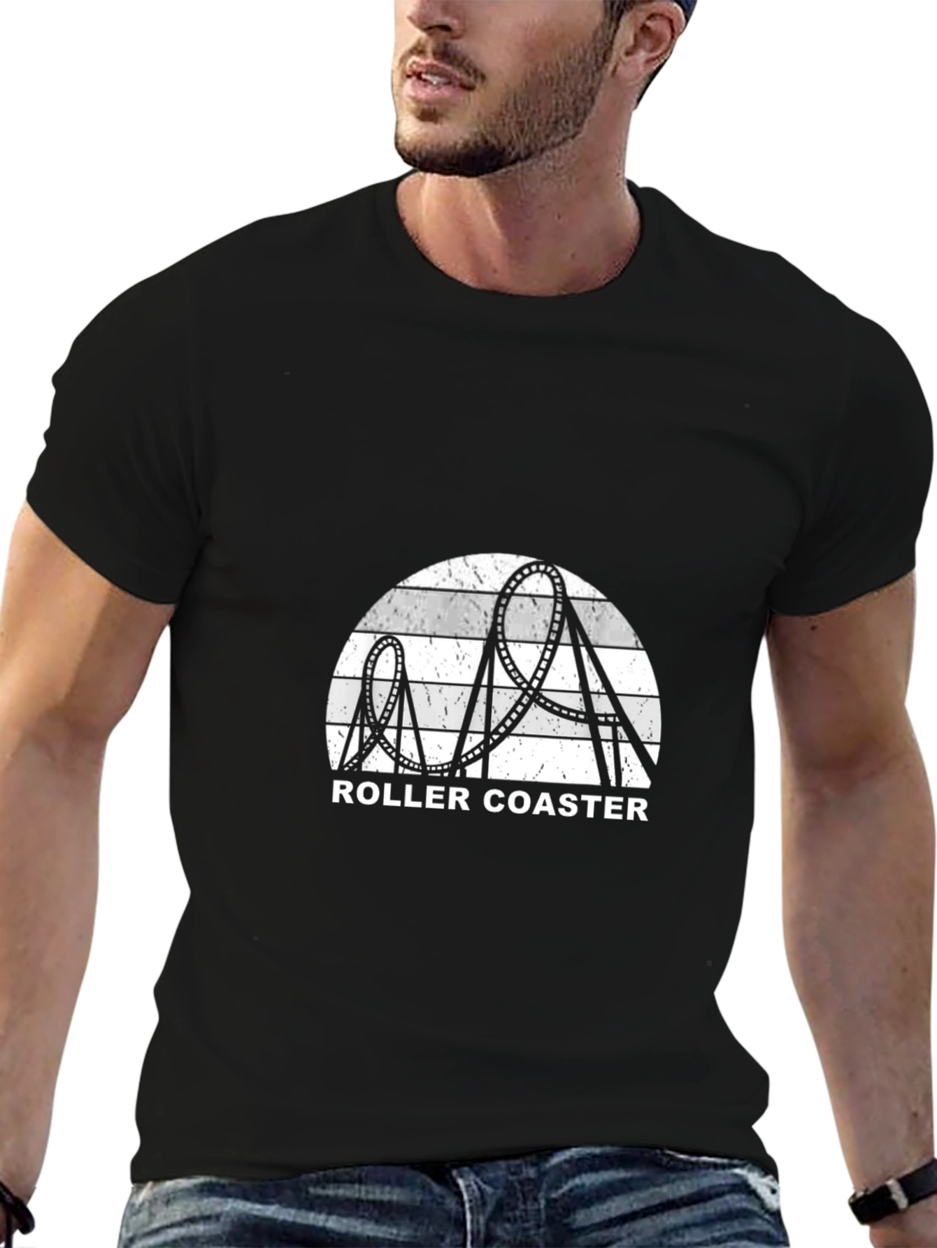 Black Roller Coaster Graphic T-Shirt - Theme Park Thrill Ride Tee view 6
