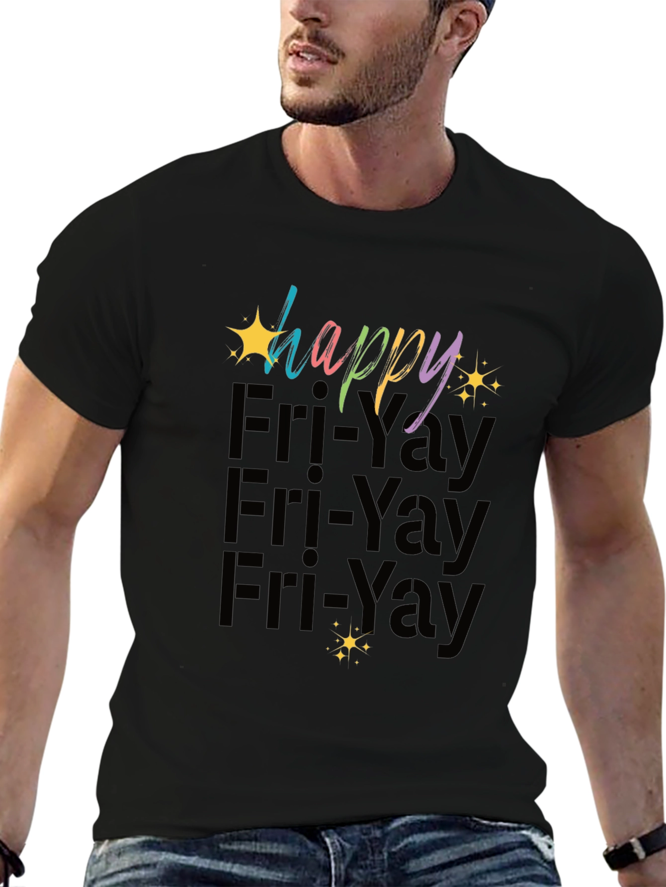 Black Happy Fri-Yay Graphic T-Shirt - Black view 6
