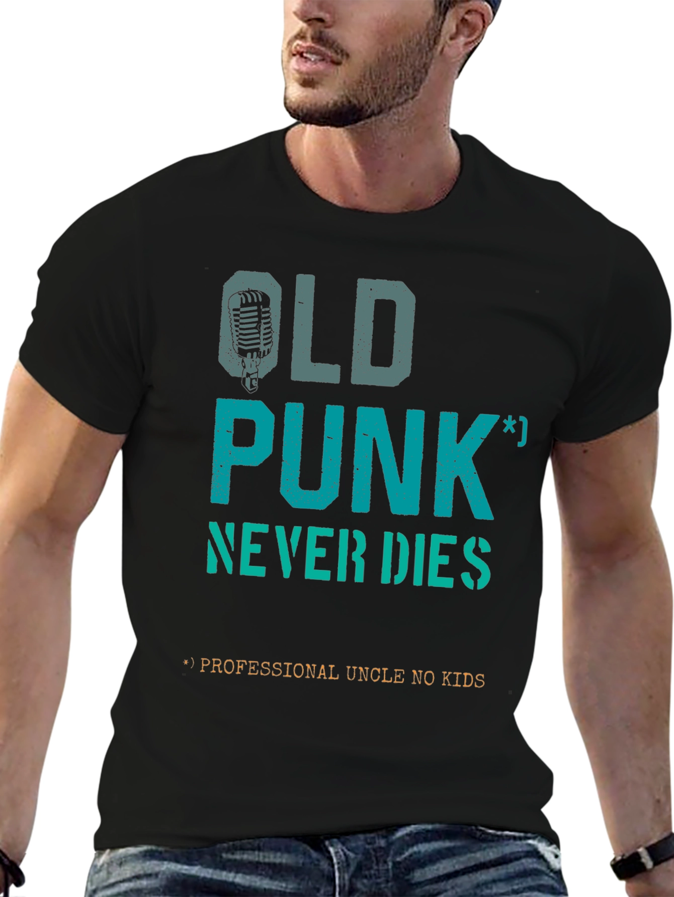 Black Old Punk Never Dies T-Shirt view 6