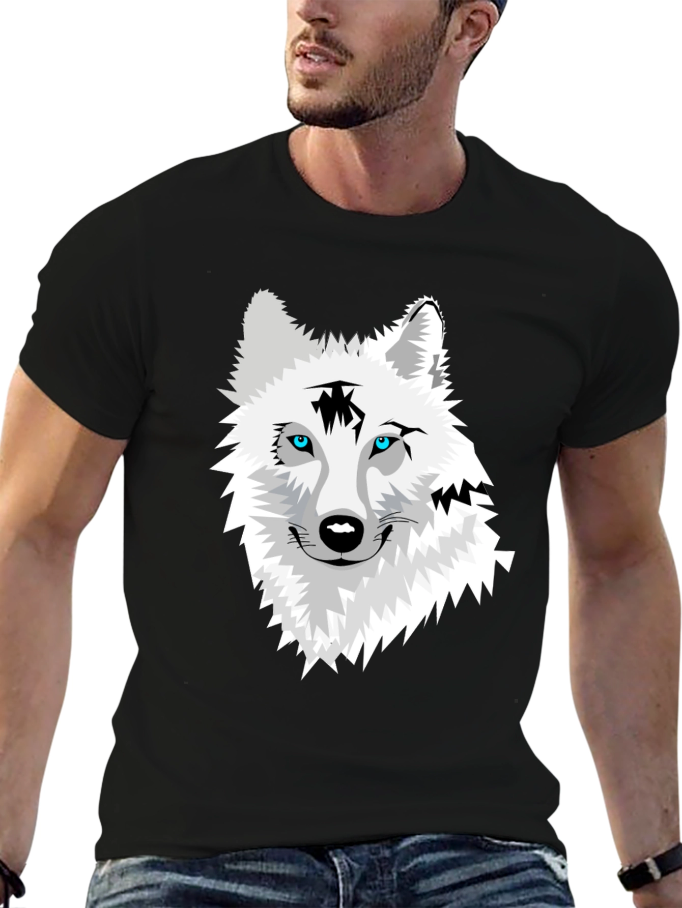 Black Wolf Graphic Black T-Shirt view 6