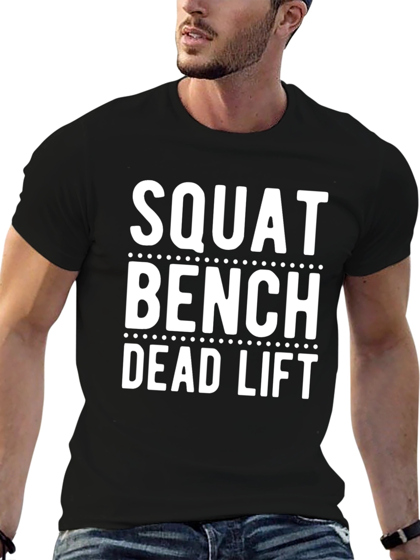 Black Squat Bench Deadlift Gym Workout Black T-Shirt view 6