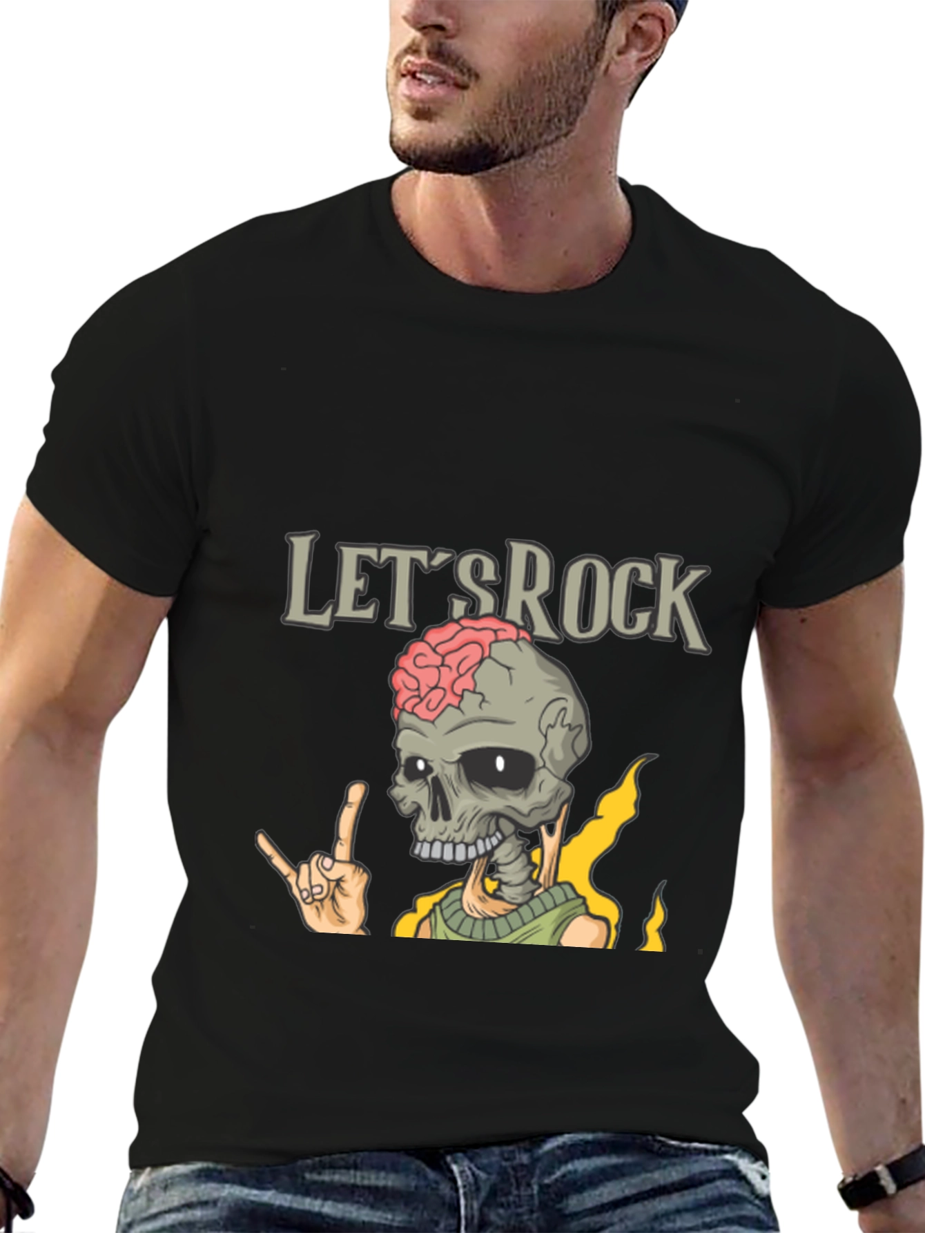 Black Let's Rock Skeleton T-Shirt view 6