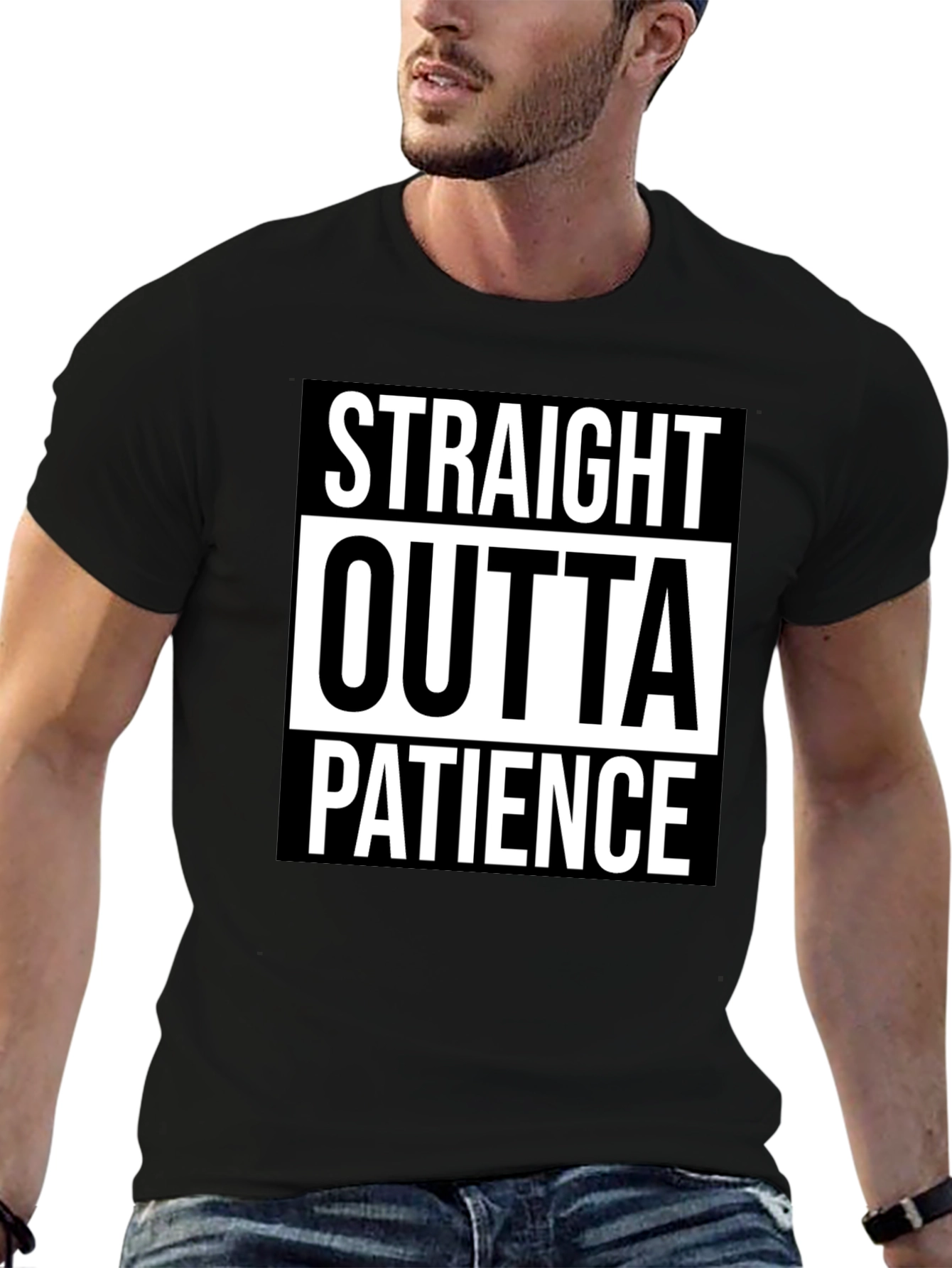 Black Straight Outta Patience Graphic Tee view 6