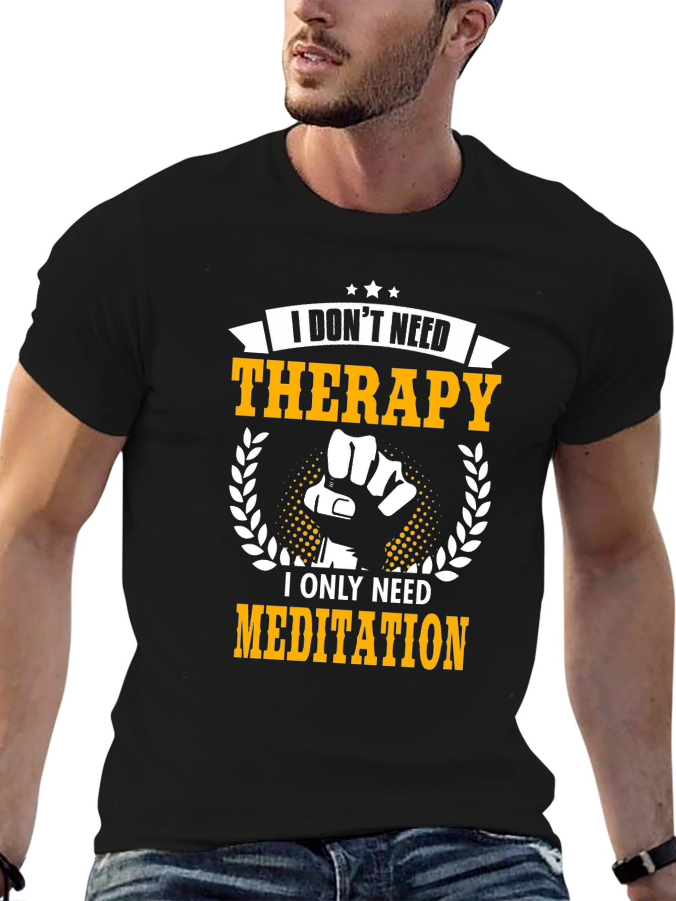 Black Therapy Meditation Graphic T-Shirt view 6