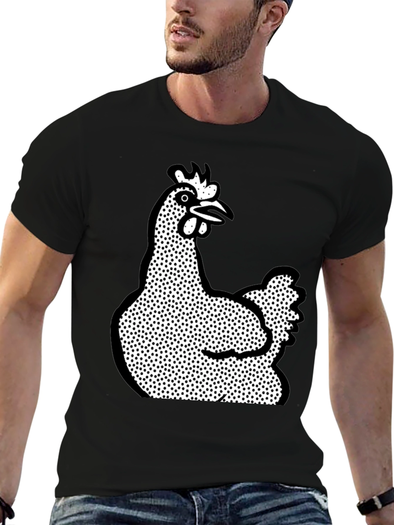 Black Quirky Chicken Graphic T-Shirt - Black view 6