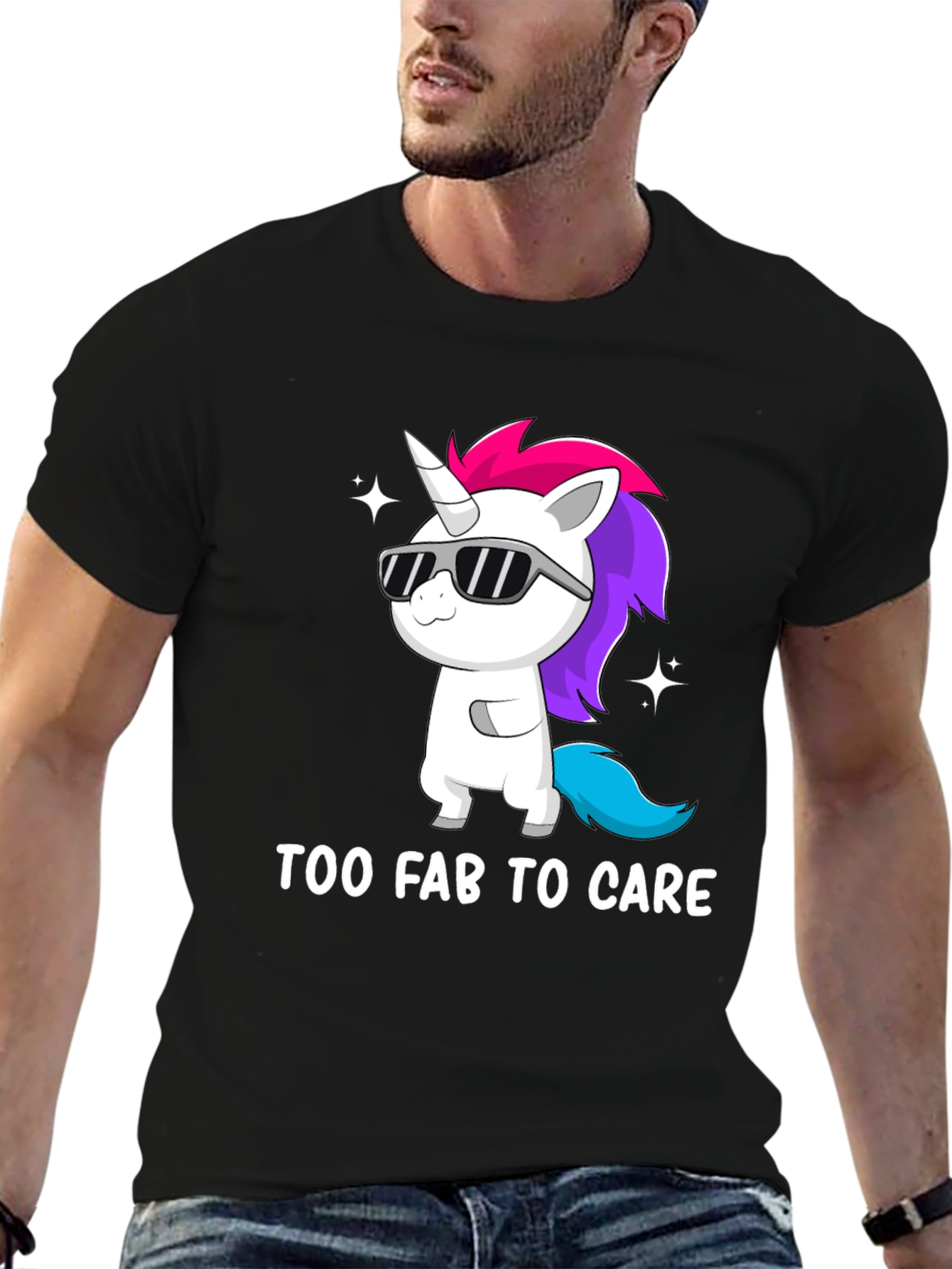 Black Too Fab to Care Unicorn Graphic Tee view 6
