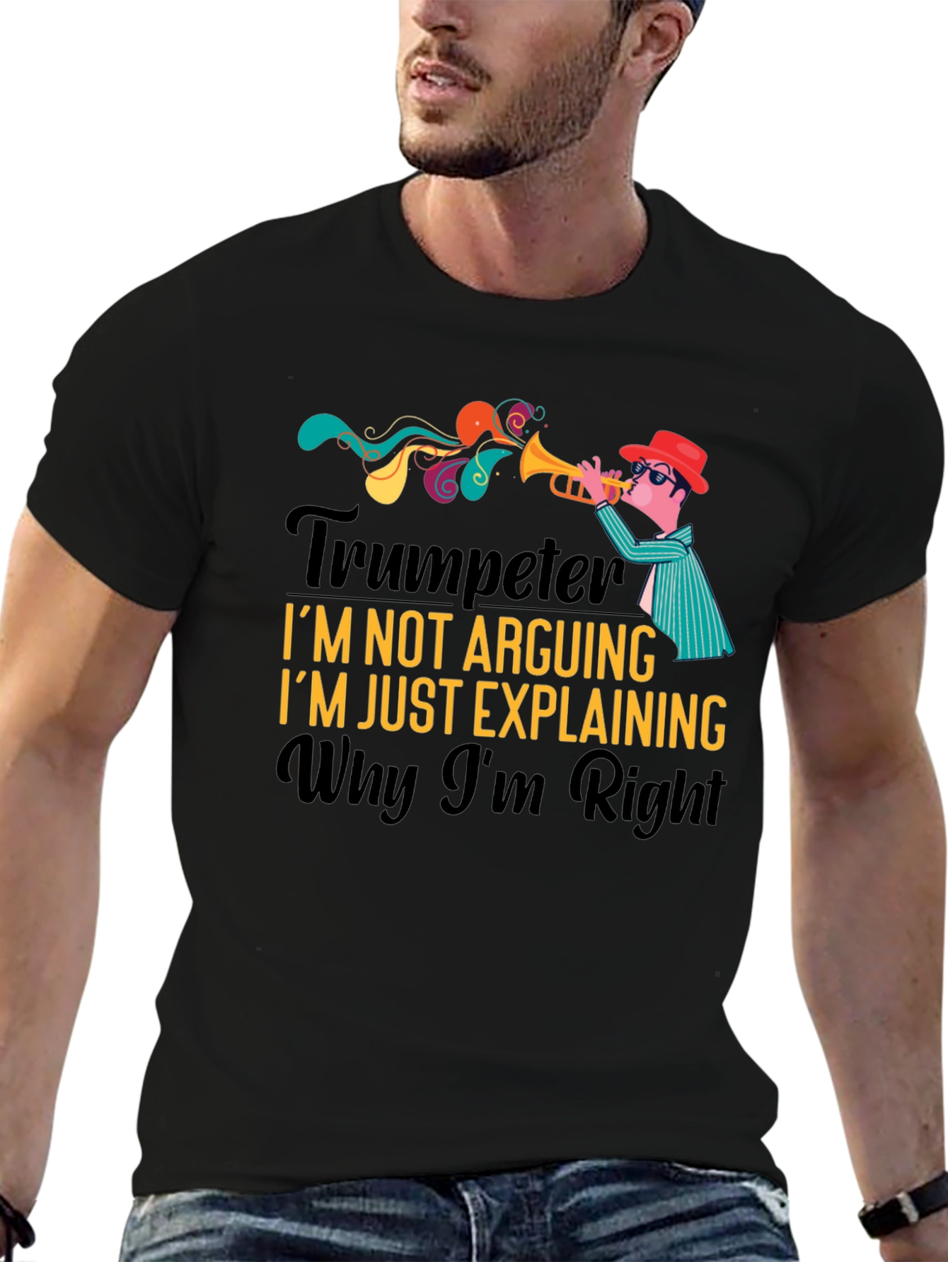 Black Trumpeter Funny T-Shirt - I'm Not Arguing, I'm Just Explaining view 6