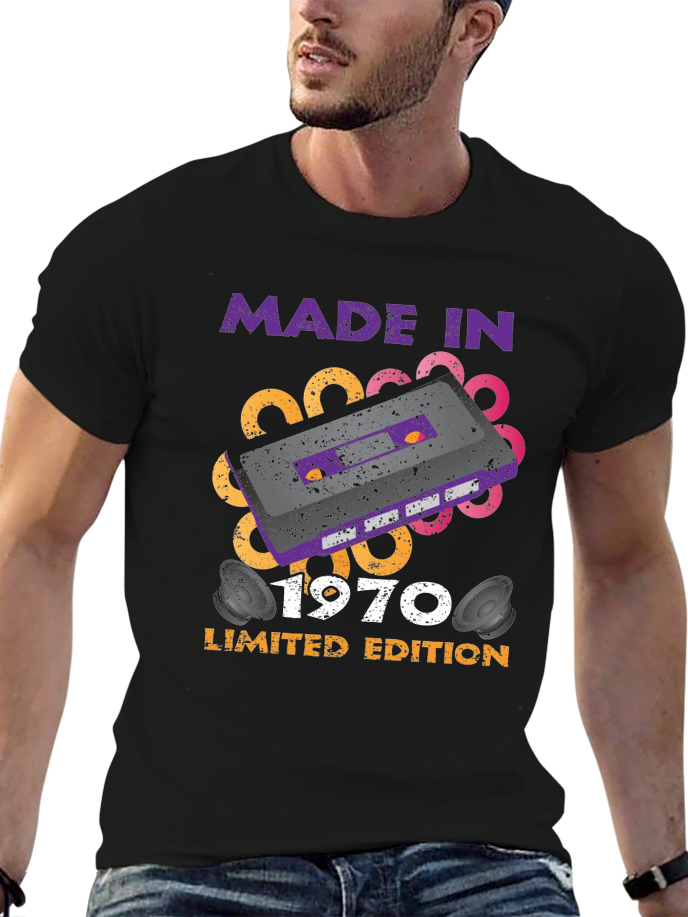 Black Made in 1970 Limited Edition Retro T-Shirt view 6