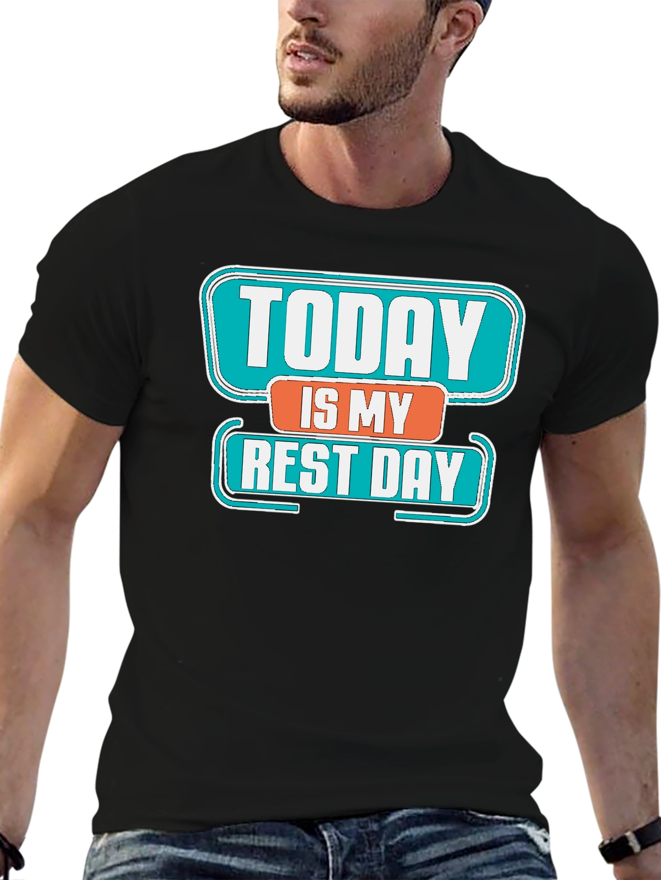 Black Today Is My Rest Day Graphic Tee - Black view 6